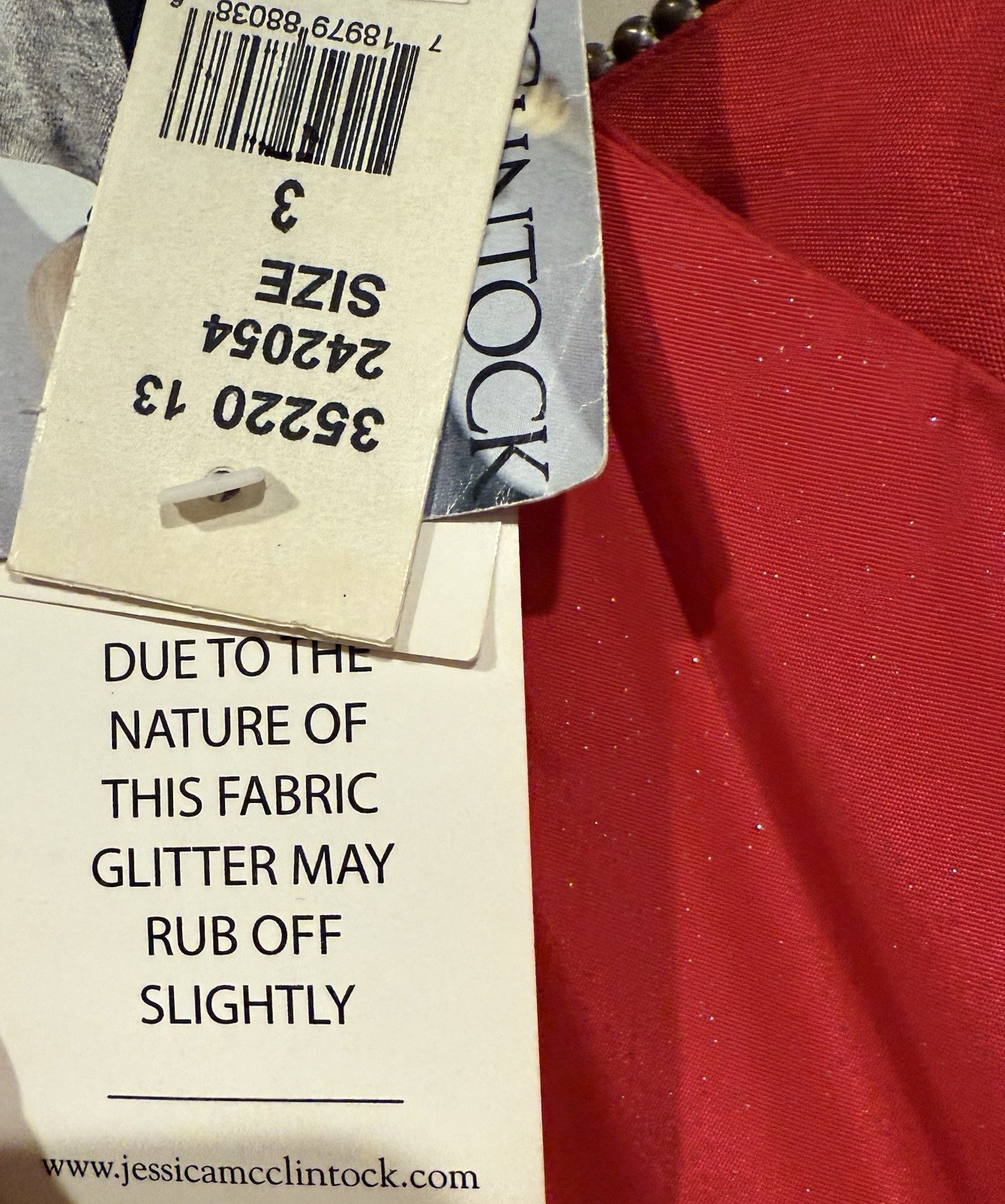 Vintage Y2K Gunne Sax Jessica McClintock A-Line Rhinestone Red Glitter Dress 3