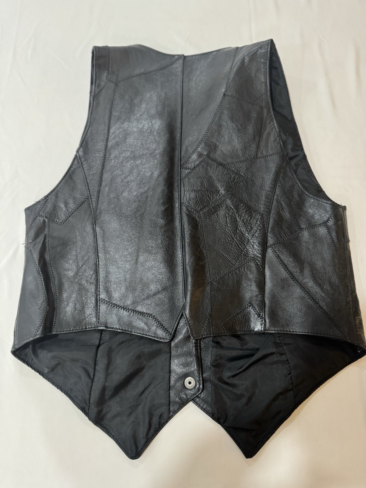 Vintage S/M Woman’s Black Leather Vest – Made In Bulgaria