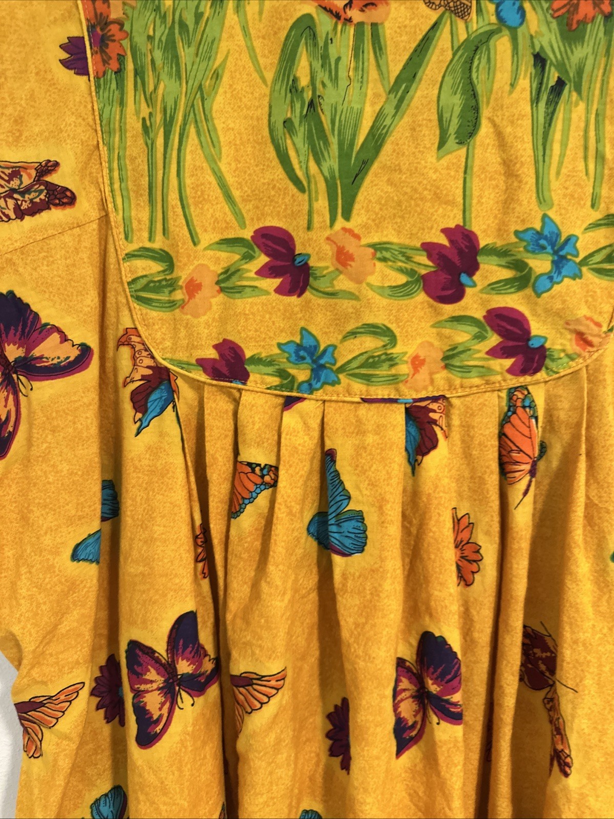 Vintage Y2K Only Necessities Women’s House Dress Yellow Butterfly Print 2X 26/28