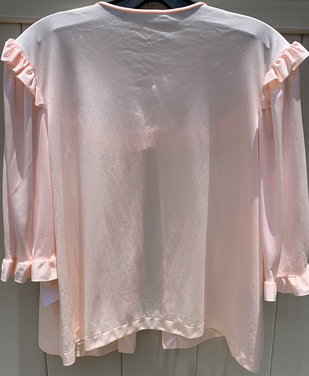 Vintage 60s Pink Ruffle Chemise Bed Jacket Size L Boudoir PJs Lingerie Coquette
