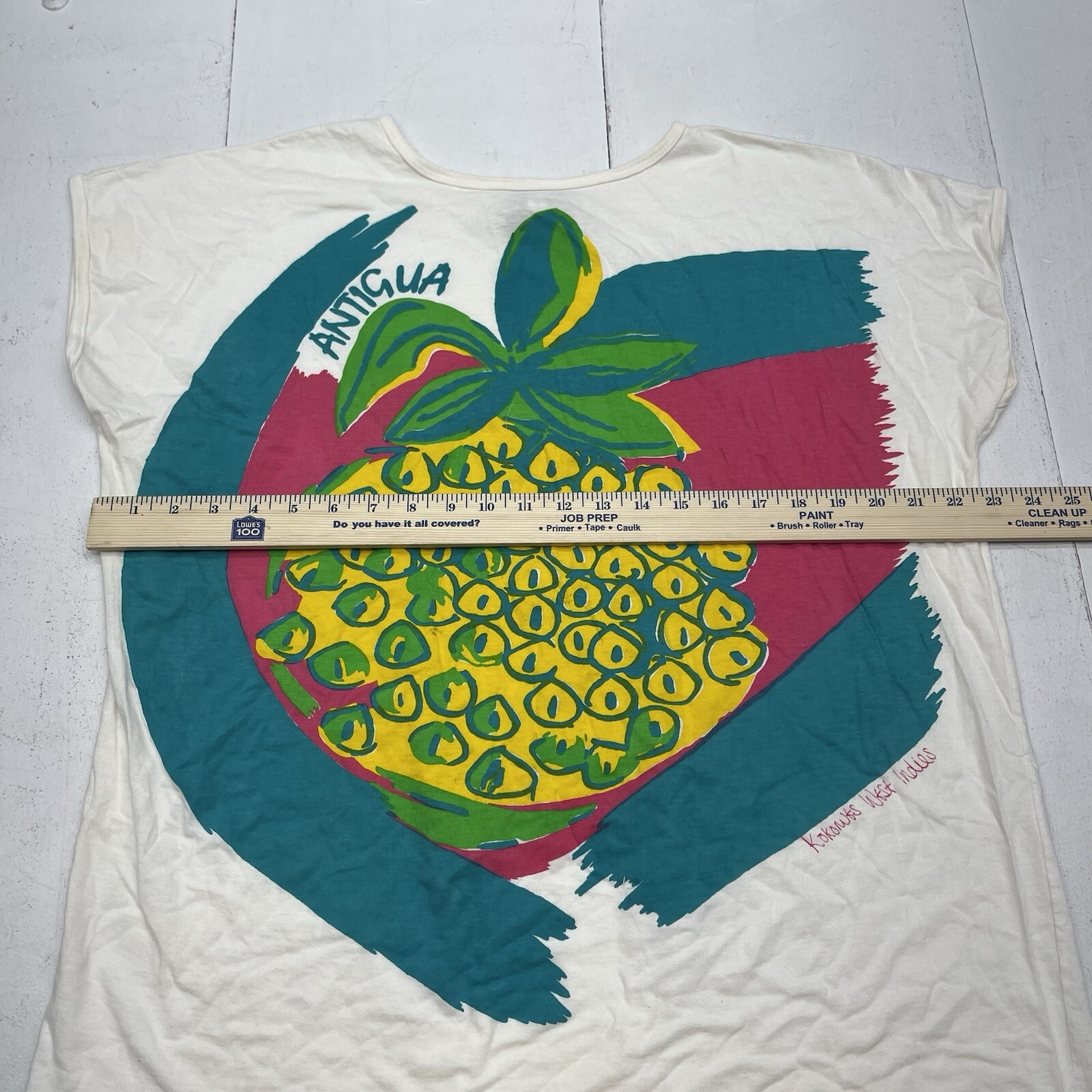 Vintage Kokonuts White Antigua West Indies Short Sleeve T Shirt Women’s Size OS