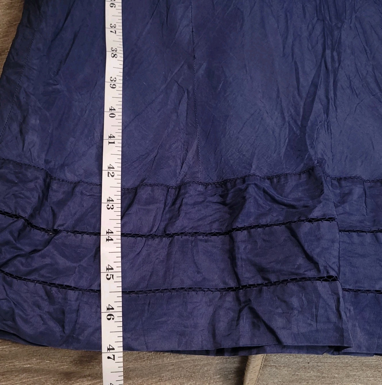 VTG 1940’s Blue Satin Taffeta Pinup Lingerie Full Slip Bias Dress Gown Capri 34