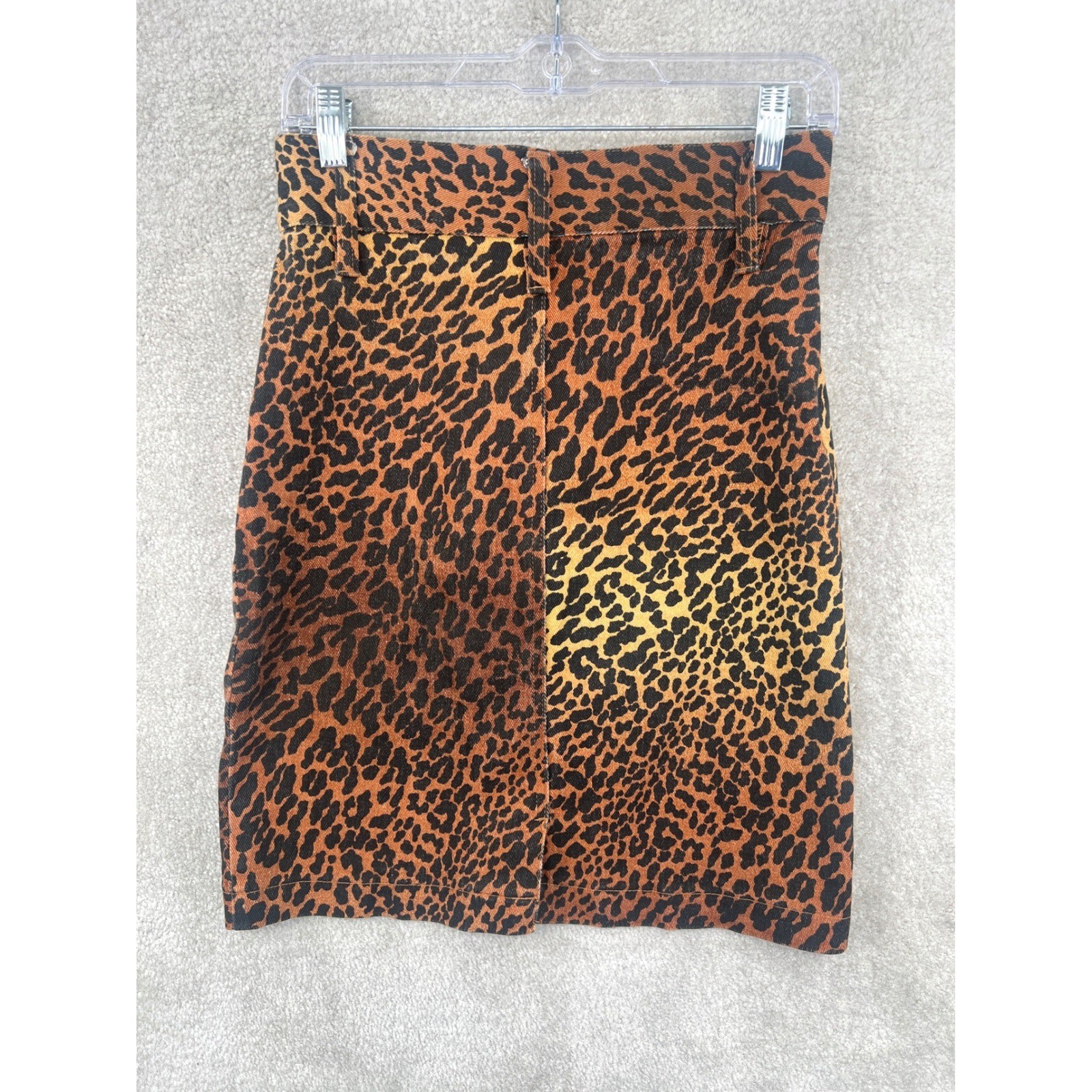Vintage Made In The Shade Leopard Print Denim Mini Skirt USA Size 11 Y2K Indie