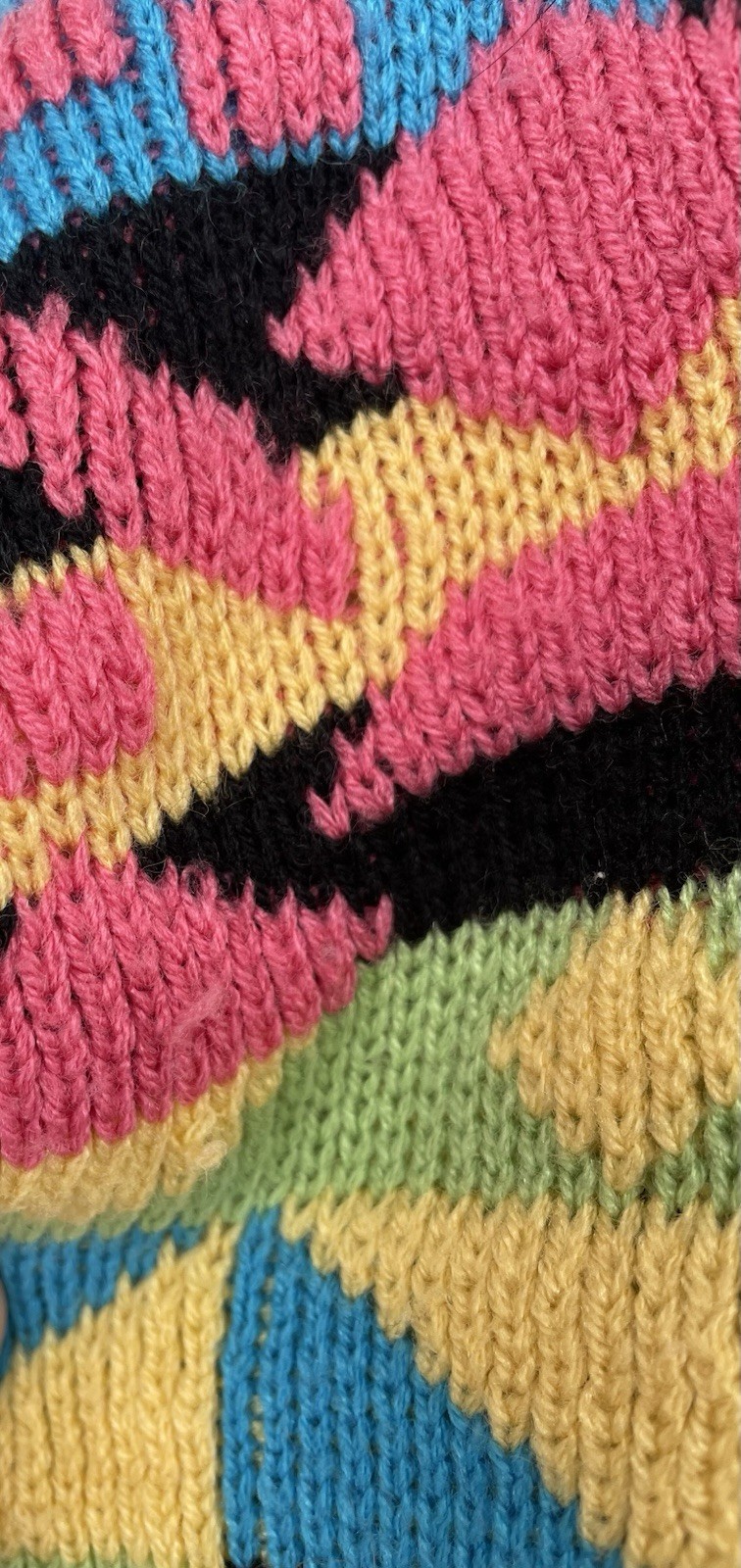 VTG 1980s Rainbow Geometric Oversized Slouchy Retro Mock Neck Knit Sweater med