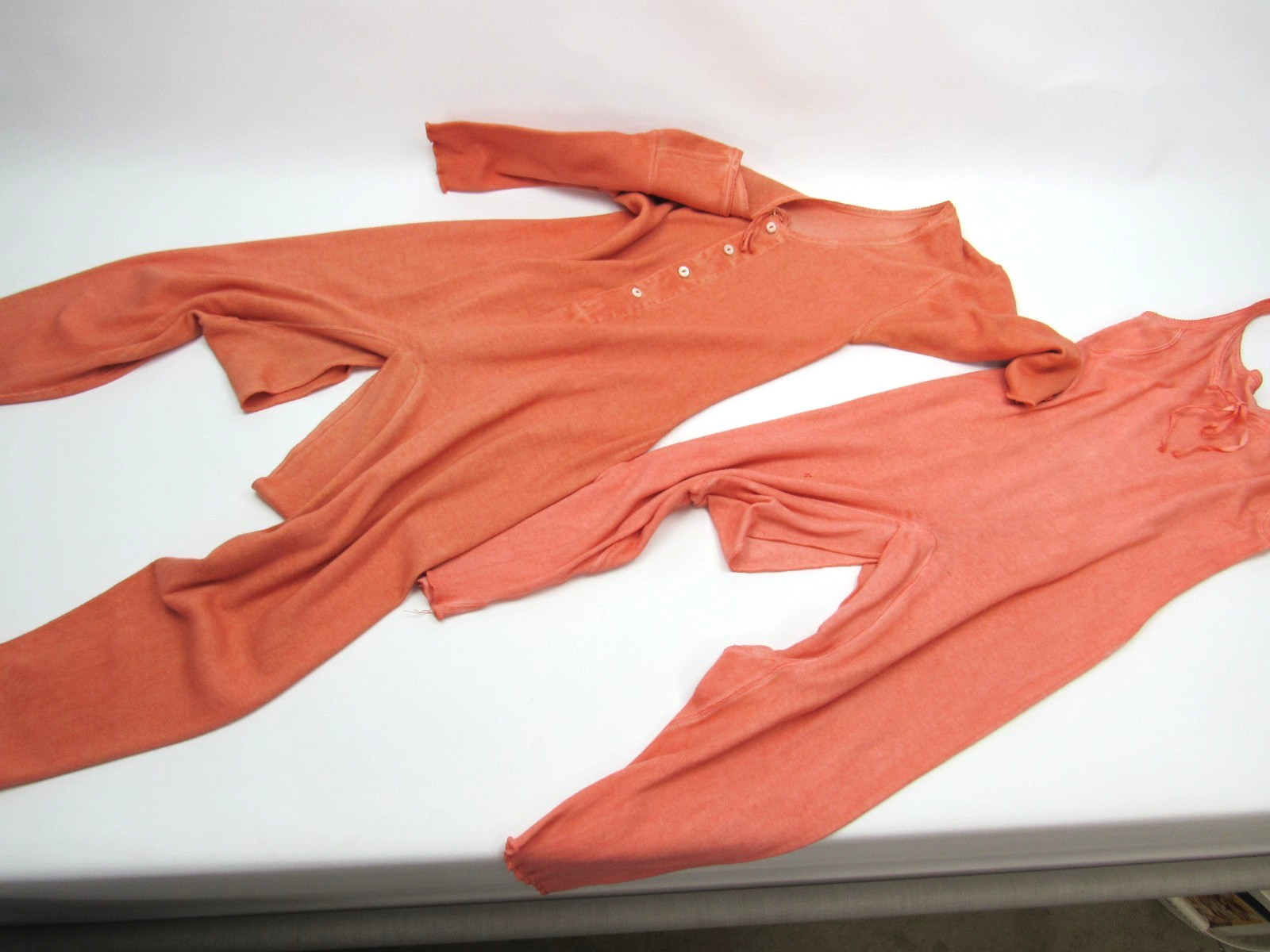 Vintage Union Suit Undergarment Pink Coral Antique One Piece Lot