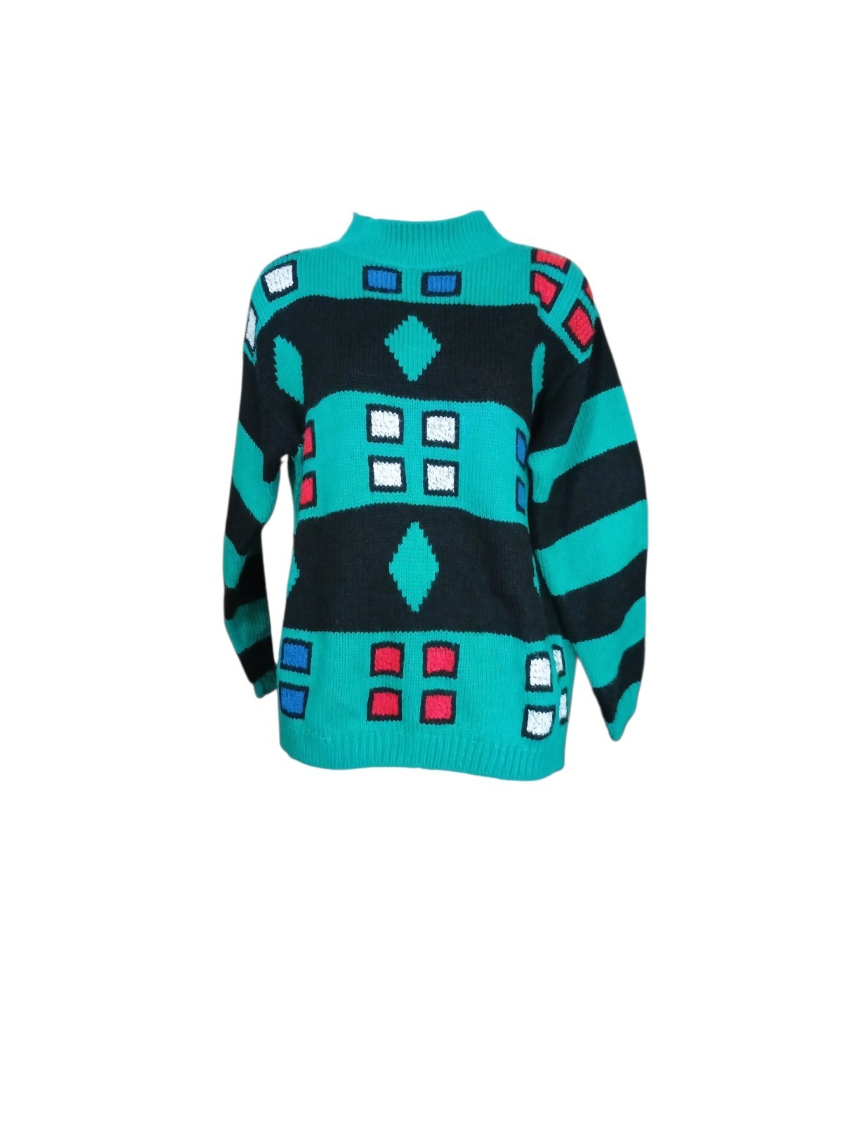 vintage 1980s–1990s geometric knit pullover sweater 16th Street Size M