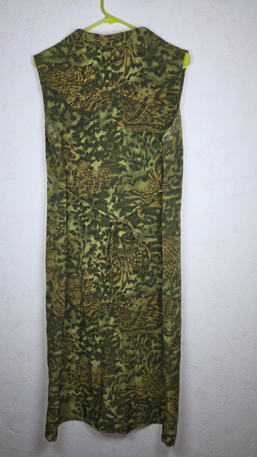 Vtg 90s R & K Originals Green Tropical & Animal Print Midi Dress Grunge Size 14