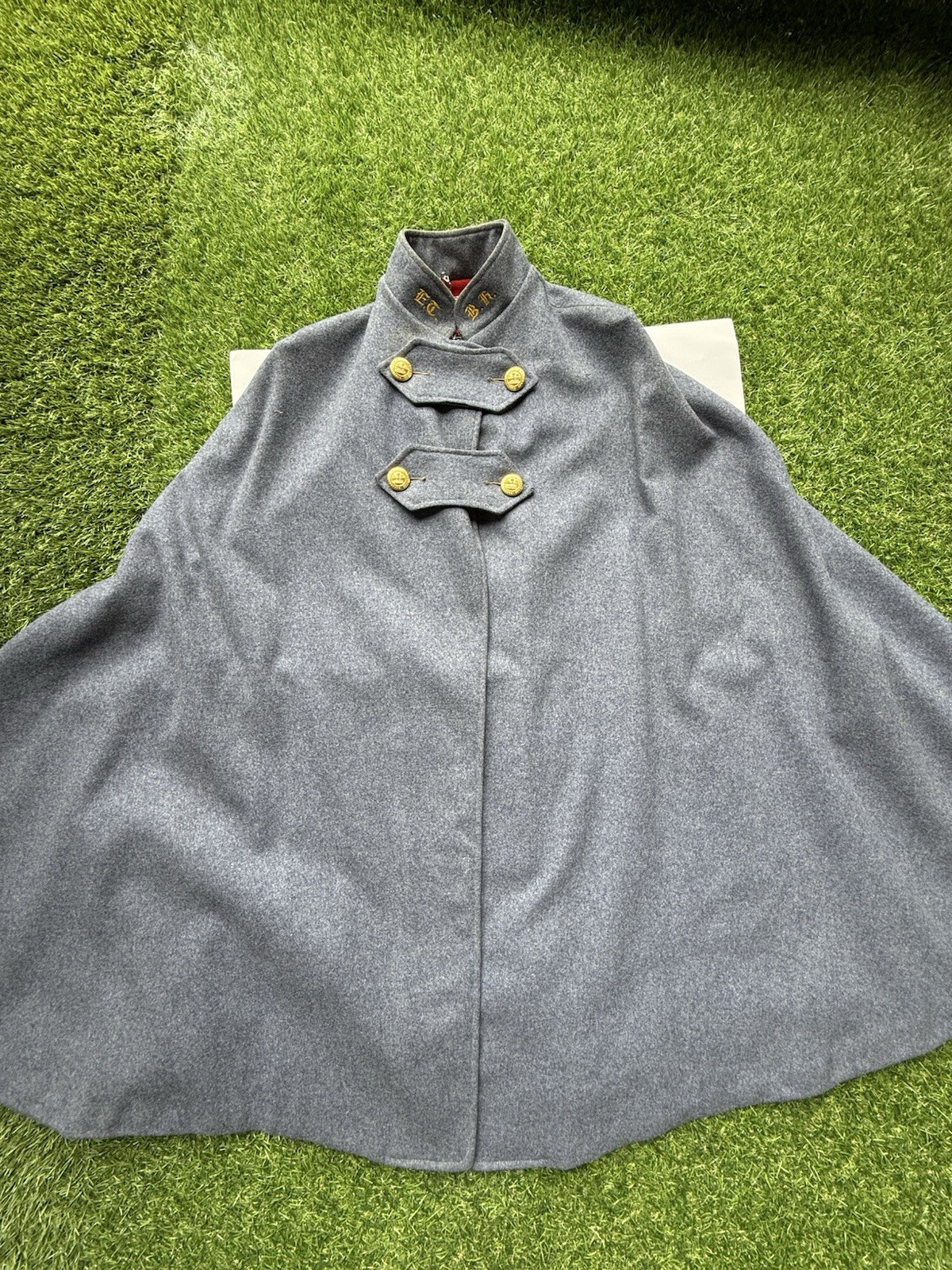 Vintage WW2 Nurses Blue Gray Wool Cape / Snowhite Military 1940s.