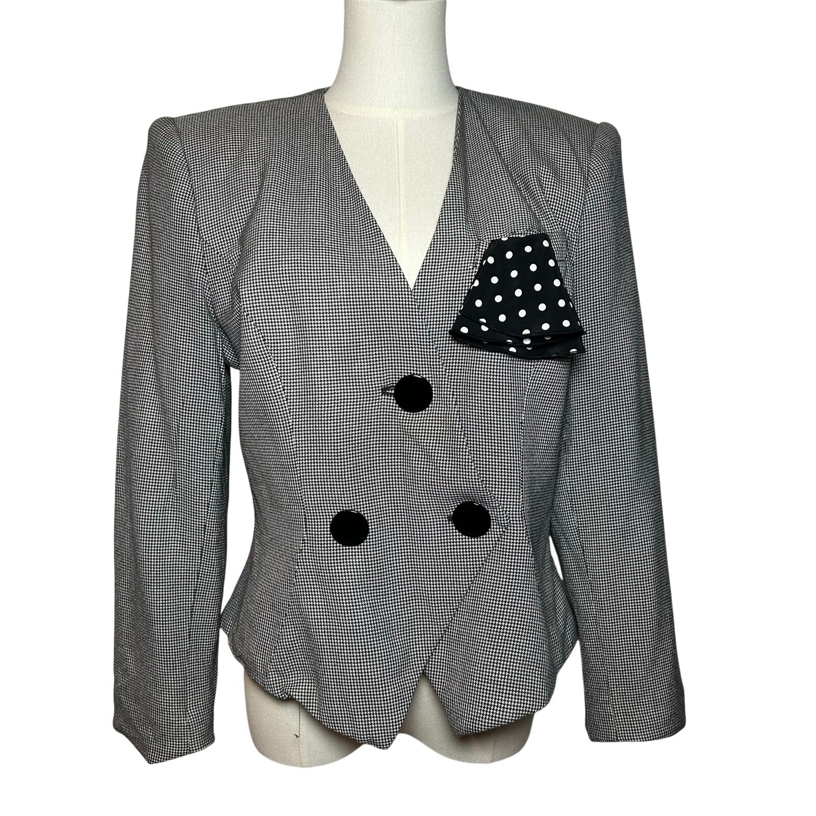 VTG 80s Gray Power Blazer Petite 8 Dark Academia Preppy Minimalism Office Siren