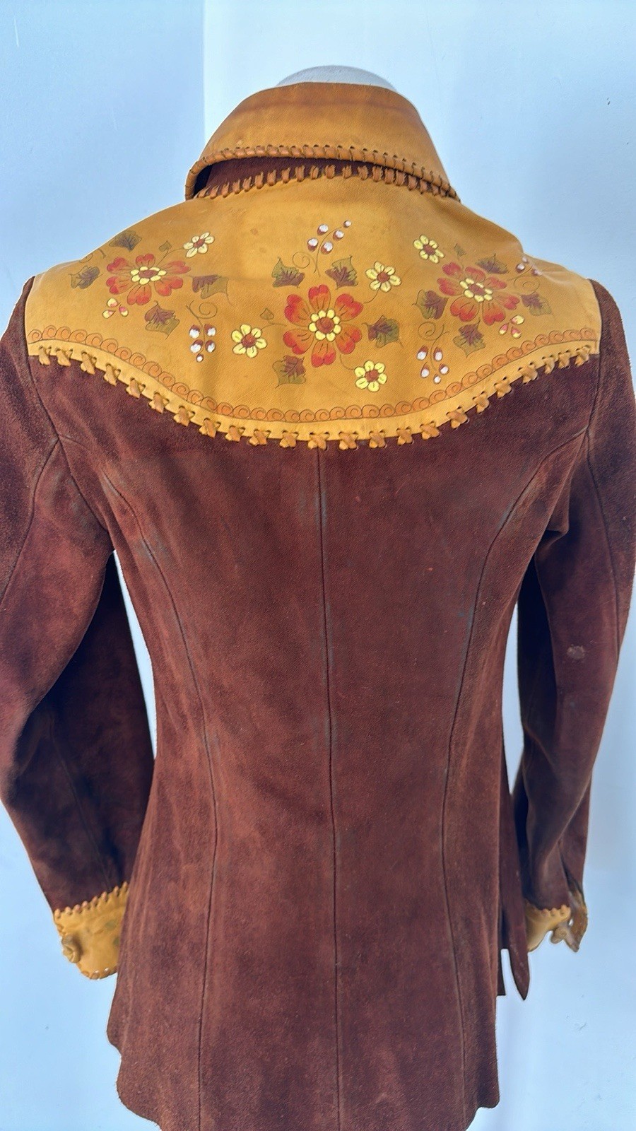 Vintage 70s CHAR Handpainted Hippy Genuine Suede Jacket