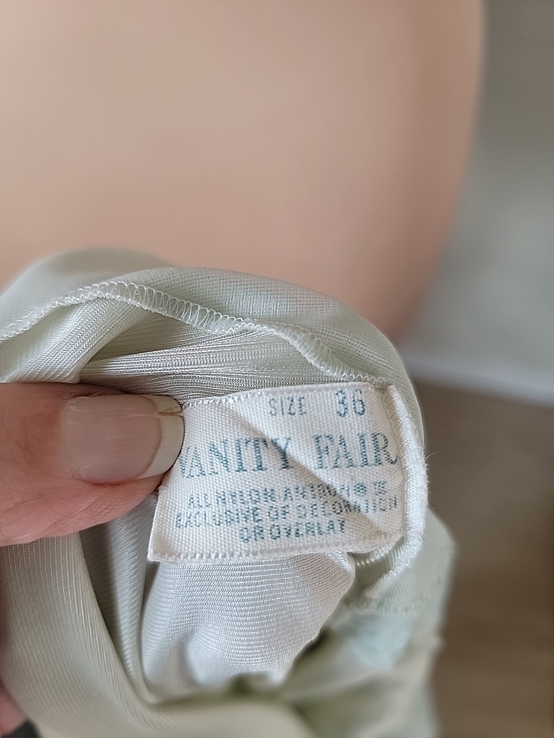 Vintage 1960’s Satin Nightgown Pale Green Empire Waist Tied Back Vanity Fair 36