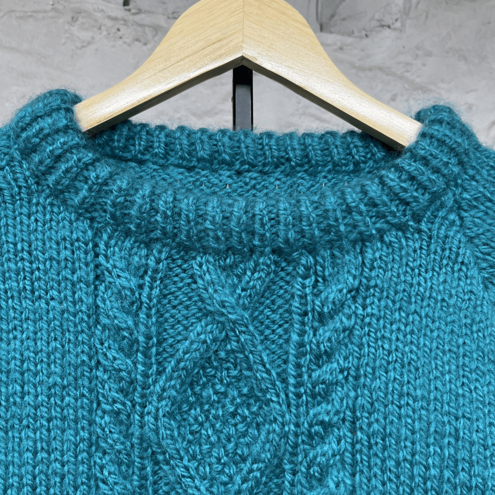 Vintage 70s Hand Made Cable Knit Sweater Crewneck Pullover Fisherman Homemade