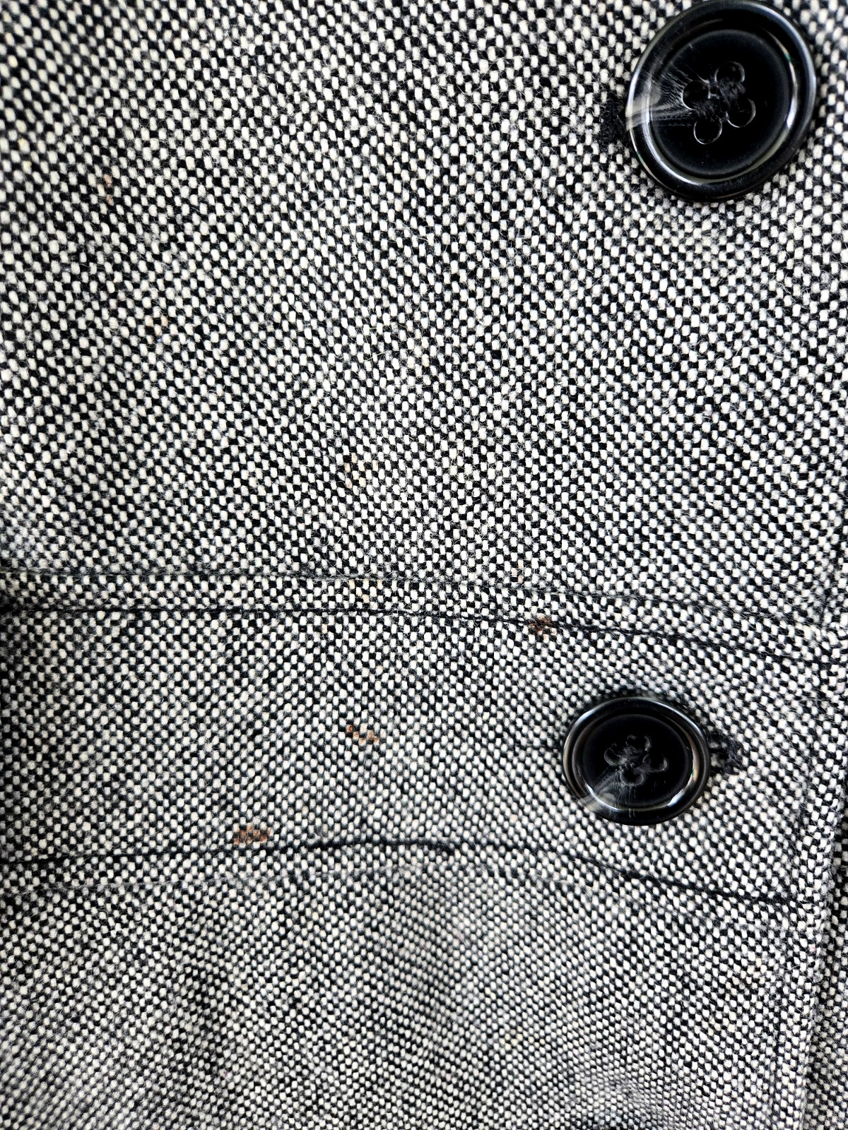 Vintage GUESS Wool Blend Pea Coat Black & White Tweed Women’s Size Small
