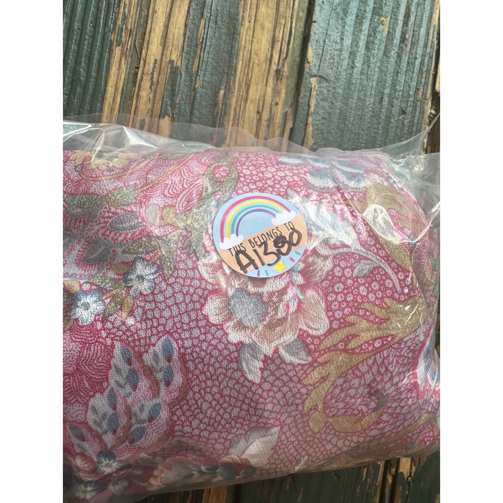 Lady Graff Vintage Pink Paisley Floral Pussy Bow Blouse Size 42 Long Sleeve Top