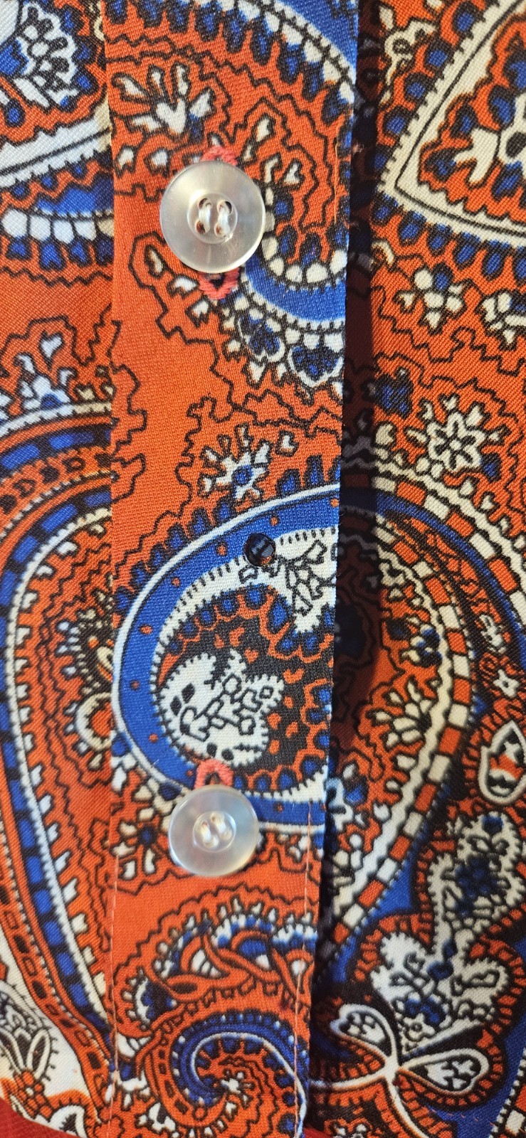 Vintage 197ps Paisley Dagger Collar Button Up Blouse As Is