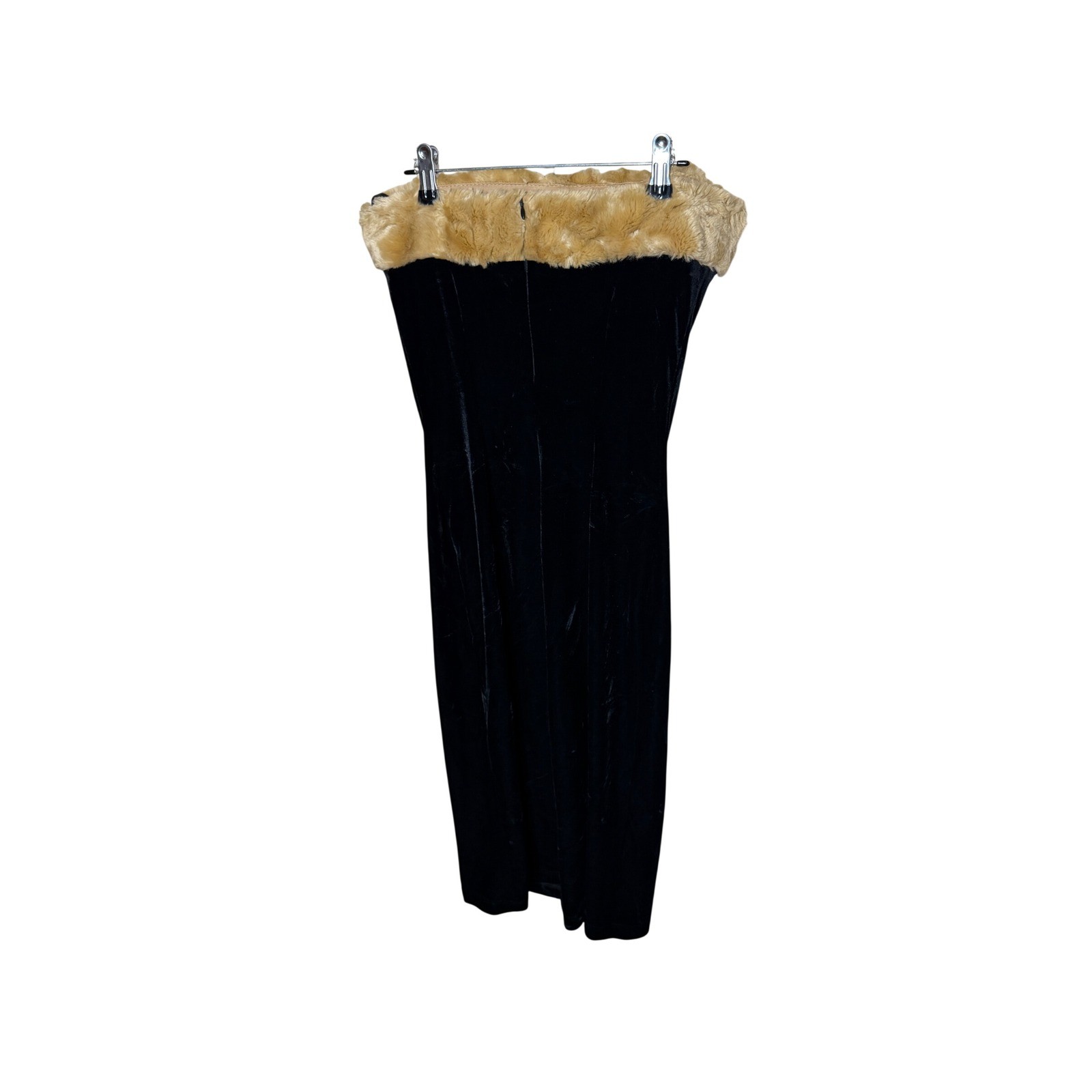 Fredericks of Hollywood Vintage Black Velvet Faux Fur Trim Tube Dress Medium