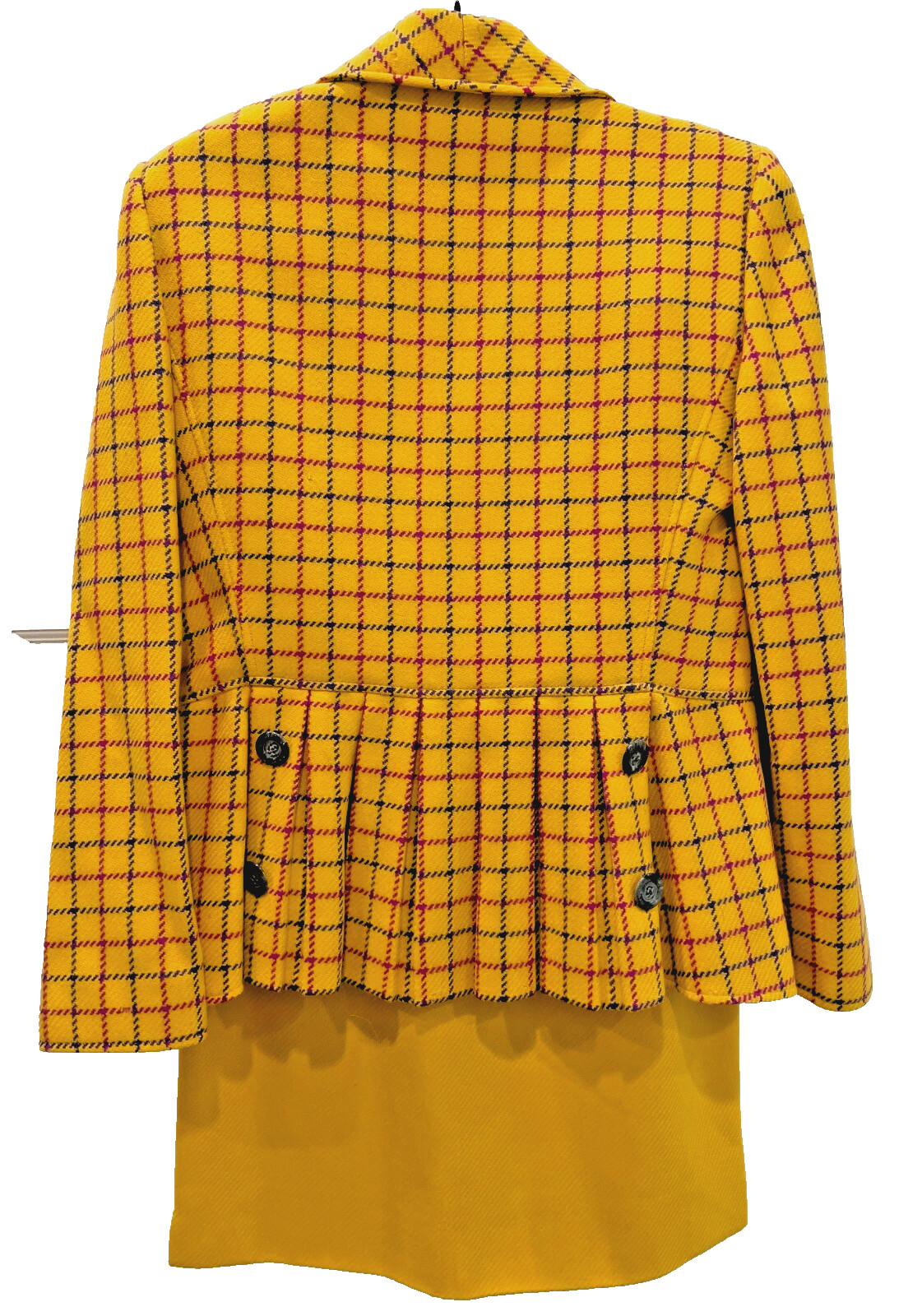 Vintage VALENTINO BOUTIQUE Mustard Yellow Checked Wool Crepe Skirt Suit