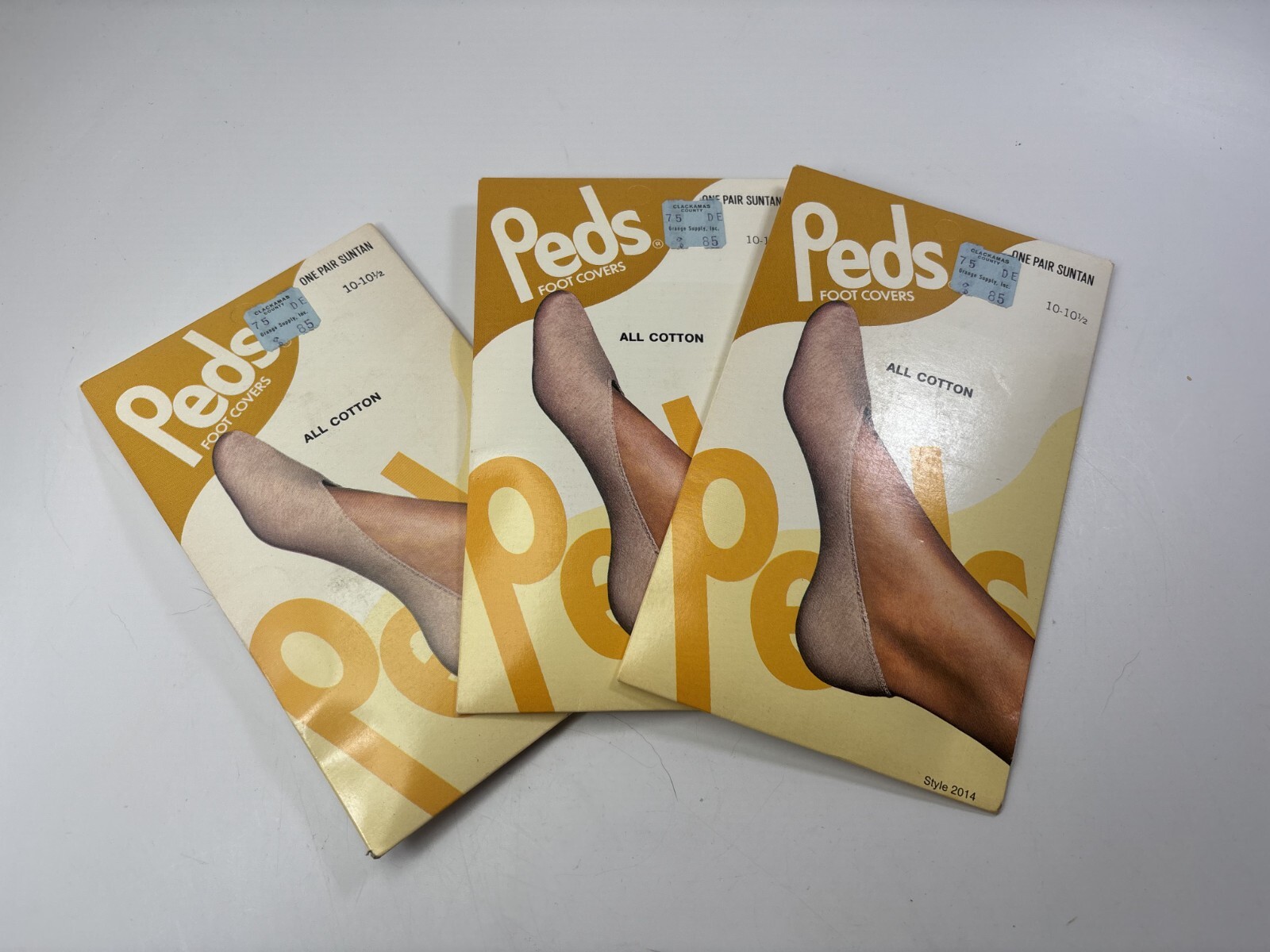 Size 10-10 1/2 Vintage Peds Brand 100% Cotton Knit Foot Covers Style 2014 3 Pair