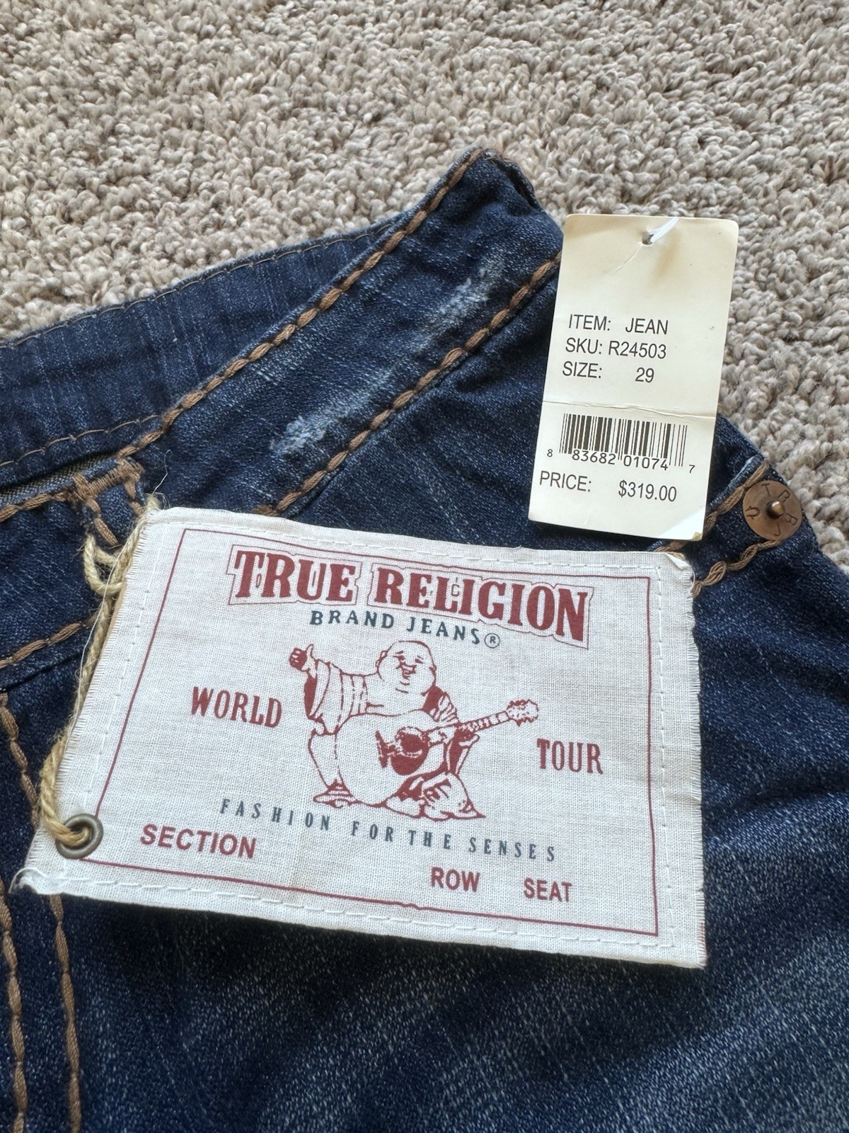 True Religion Women’s Billy Big T skinny Jeans 245030MBTE USA Y2K Vintage