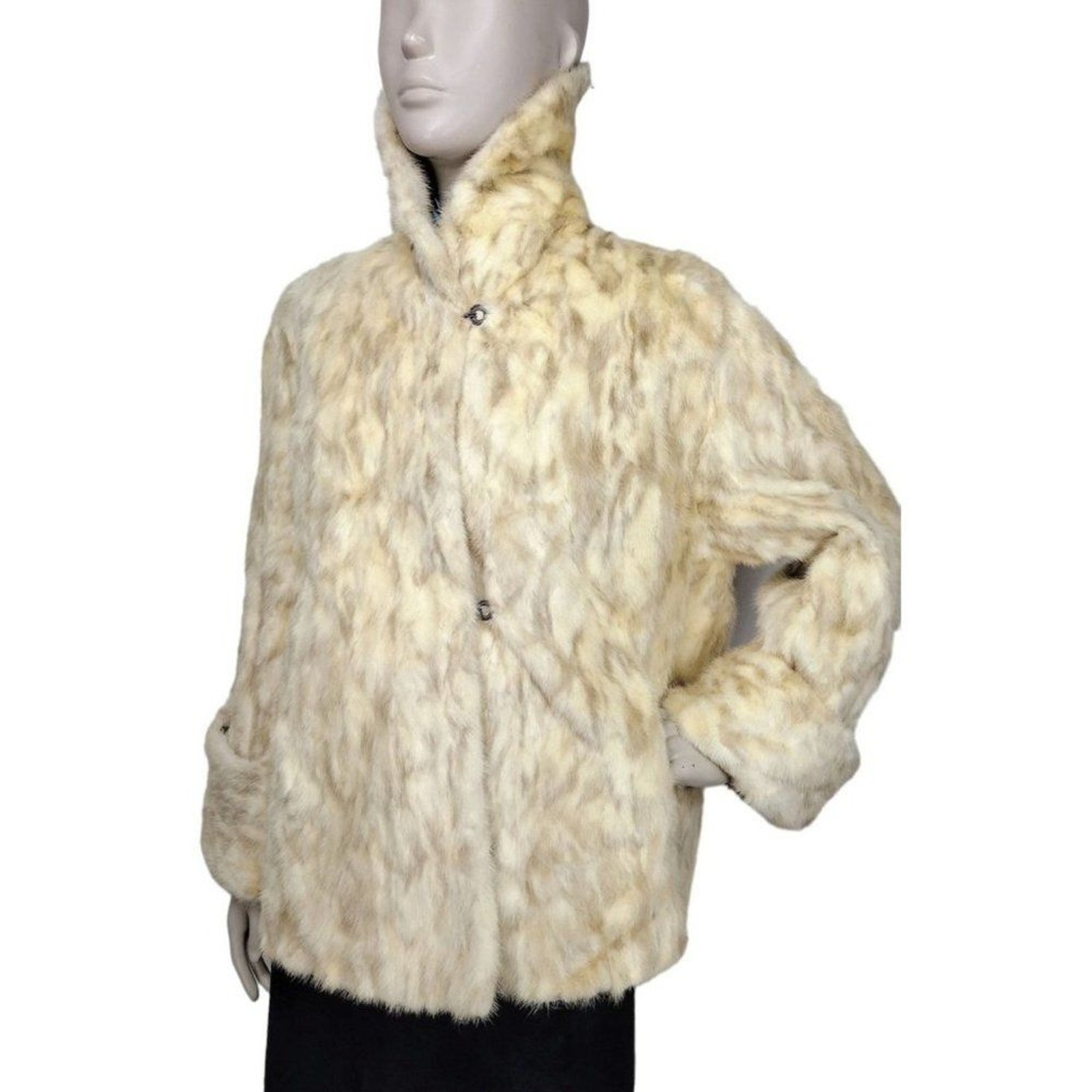 Antique 1920’s/30’s Sagarsky’s Beige Rabbit Fur Cuffed Wide Sleeve Mob Wife Coat