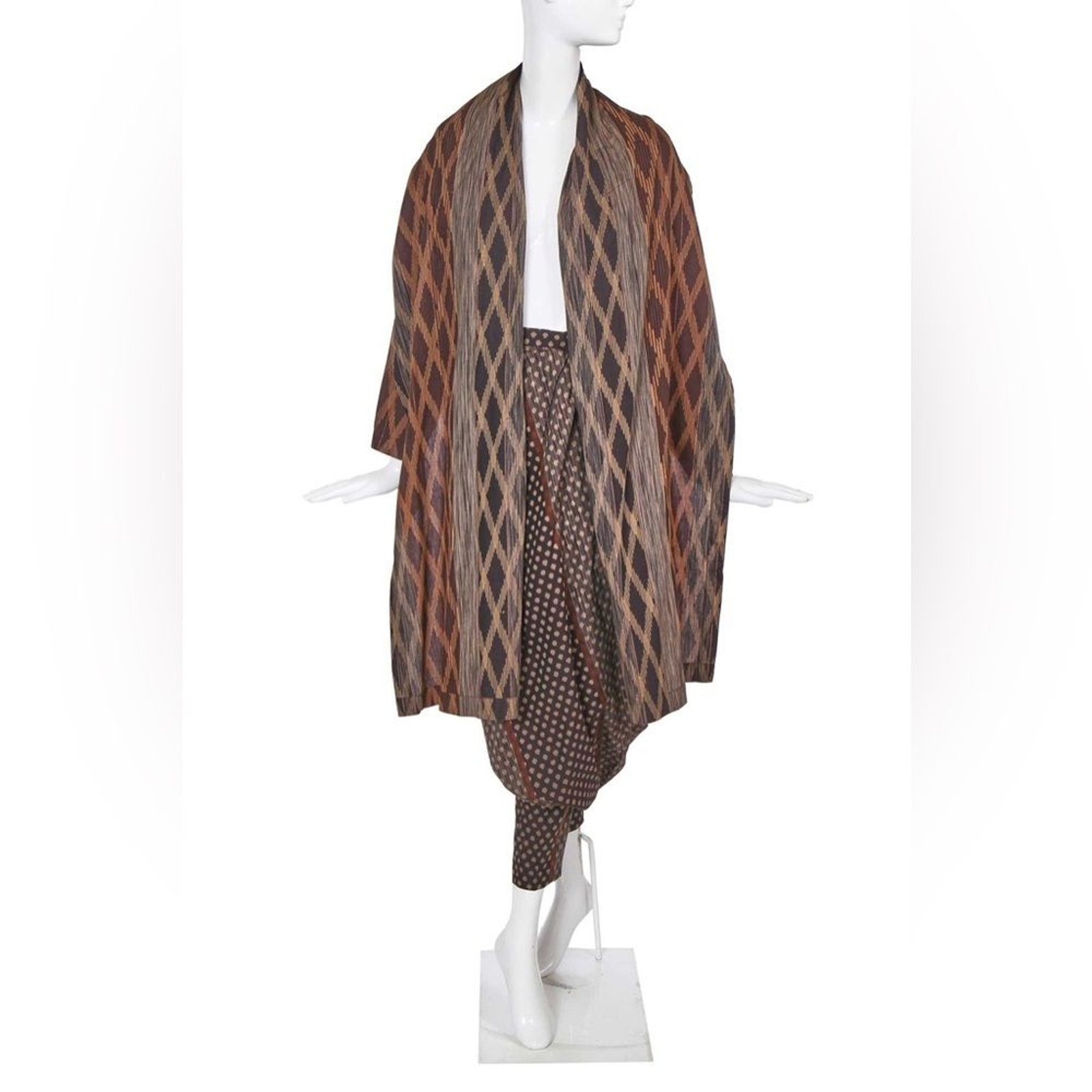 Issey Miyake Rare Runway Brown Black Asymmetric Skirt Silk Cotton Metallic