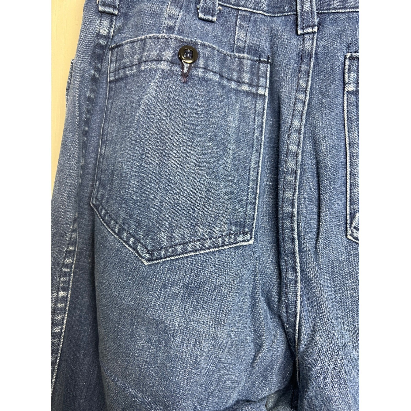 Vintage 1986 US Navy Utility Slacks Denim Hi Waisted Wide Leg Jeans 12L 26×27 G8