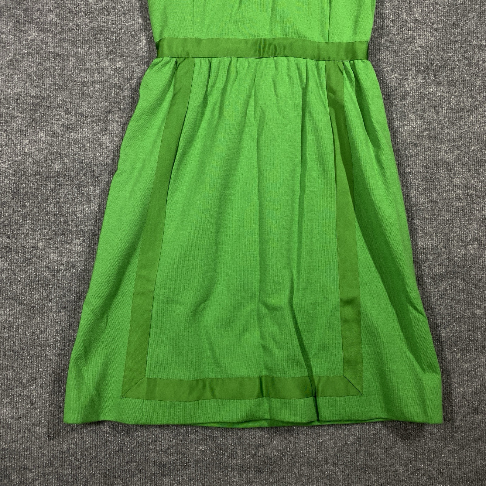 VINTAGE 60s Mod Pop Art Short Sleeve Shirt Dress Polyester Sz 14 Green Mock Neck