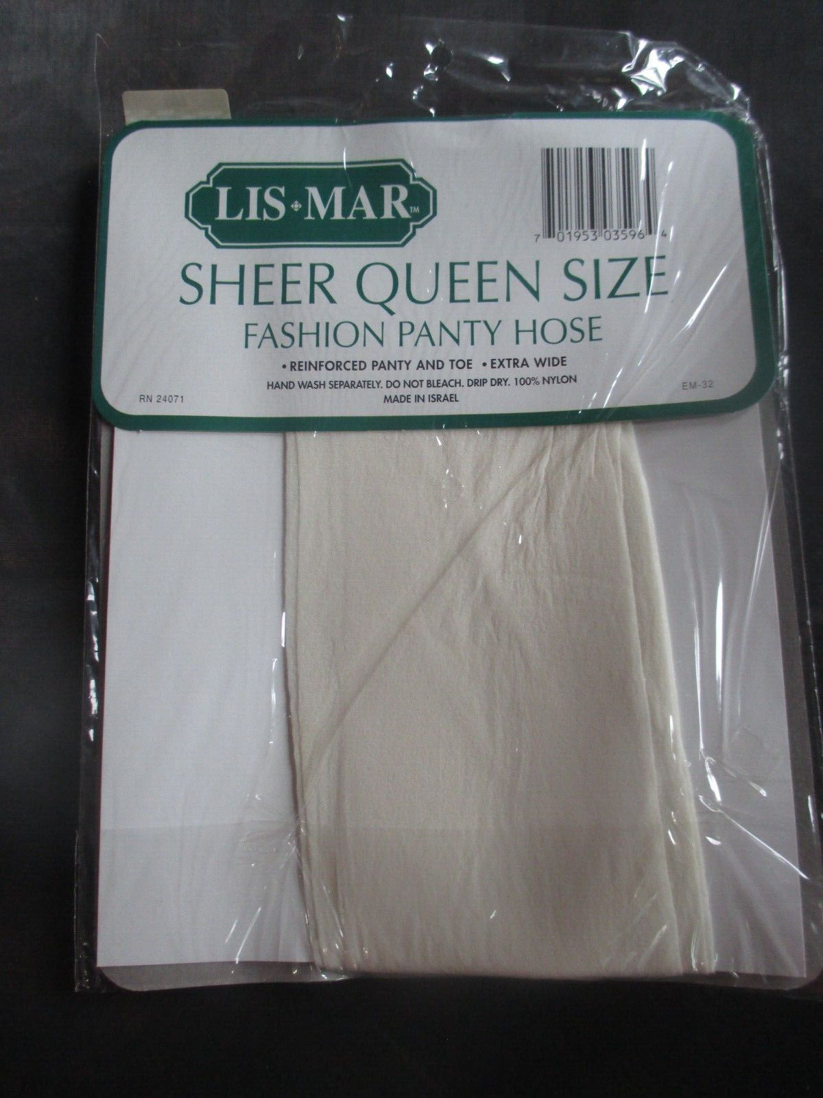 LIS*MAR Vintage OFF-WHITE Nylon PANTYHOSE-QUEEN-Fits 1X-4X- 160-235 lbs – 1980s