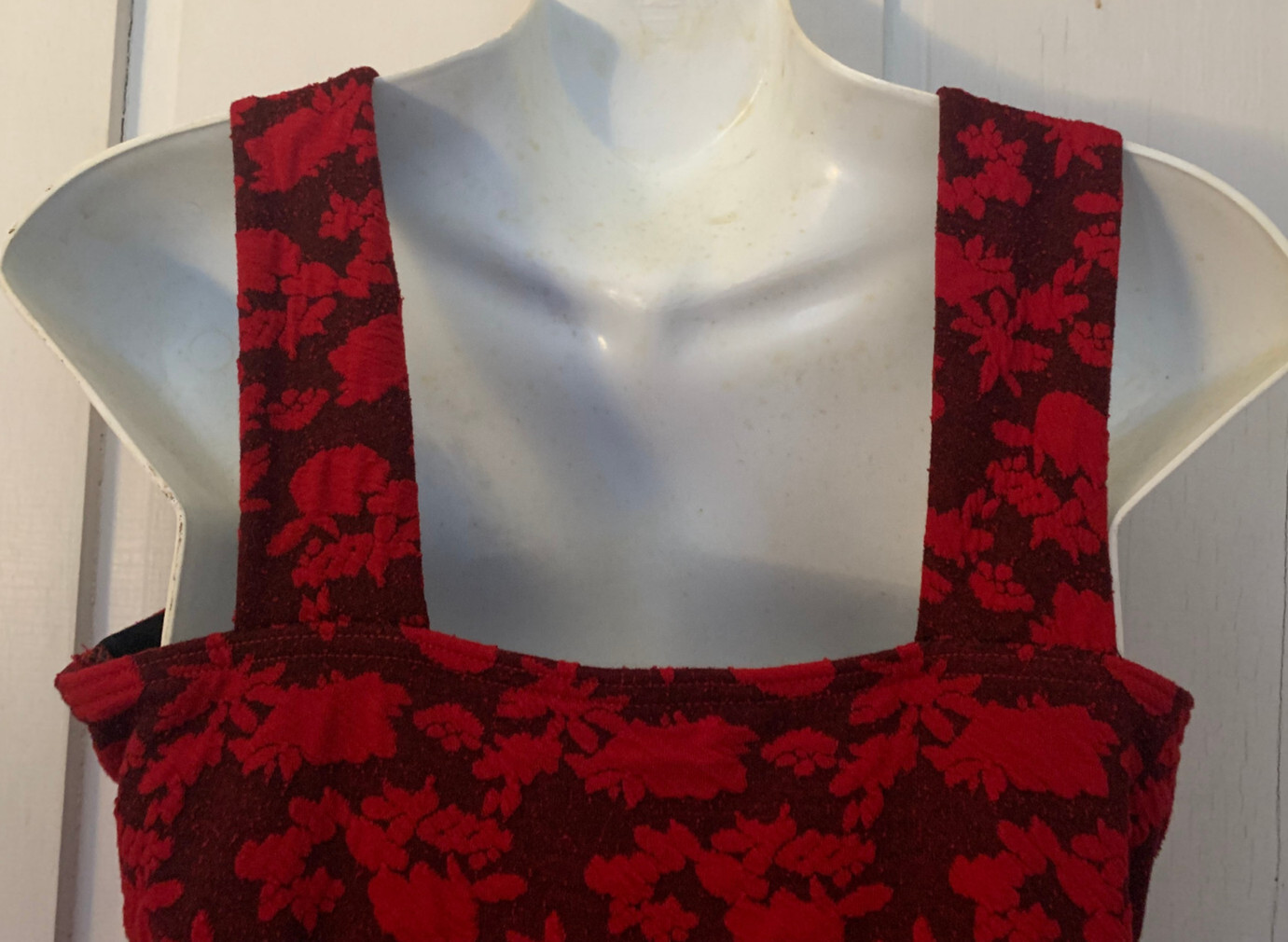 Vtg Dress Sexy Red Black Y2K Body Con Spandex Textured Brocade Candie’s M/L