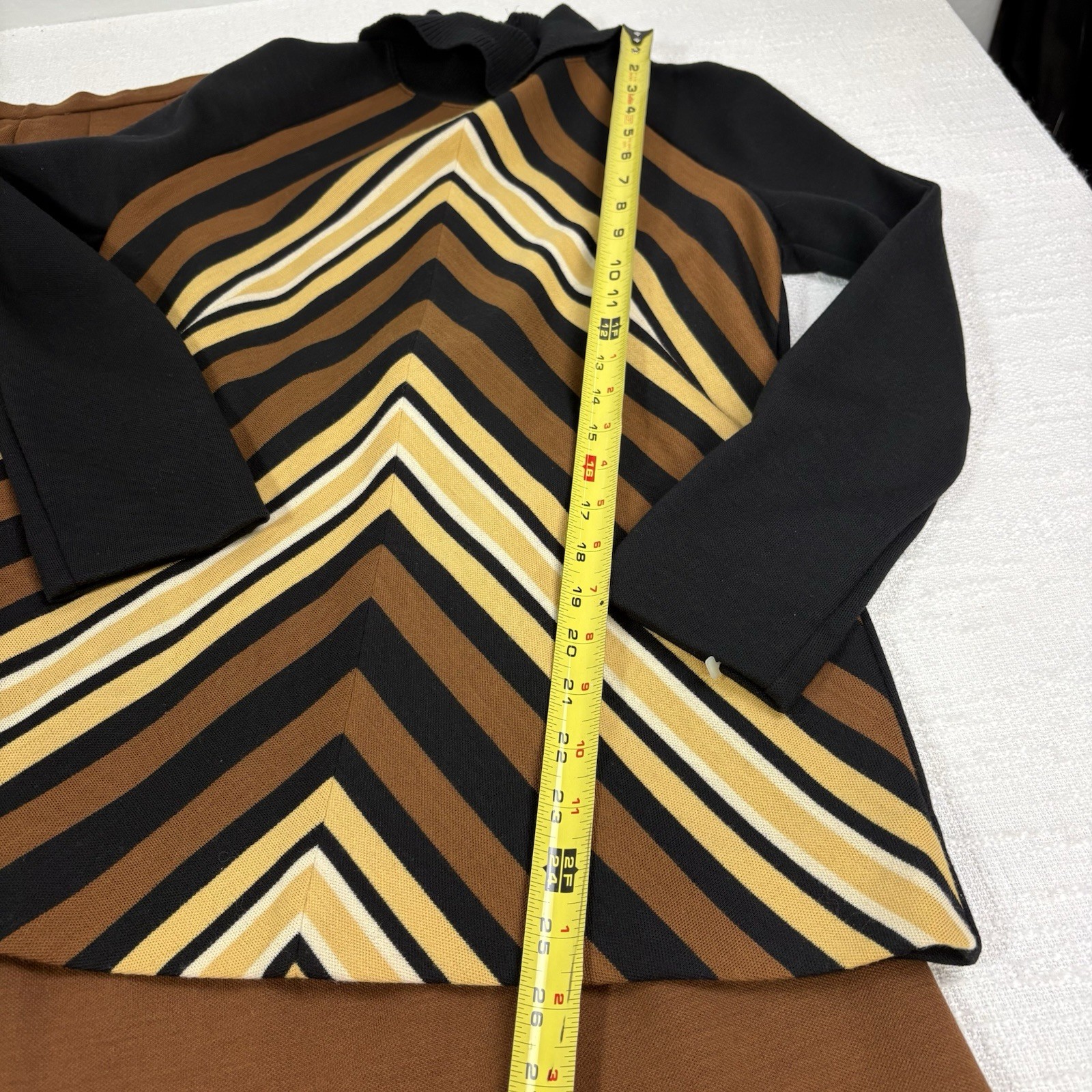 Vintage Catalina Wool Knit 3 Piece Set Top Skirt Pants Mod Chevron Womens NEW