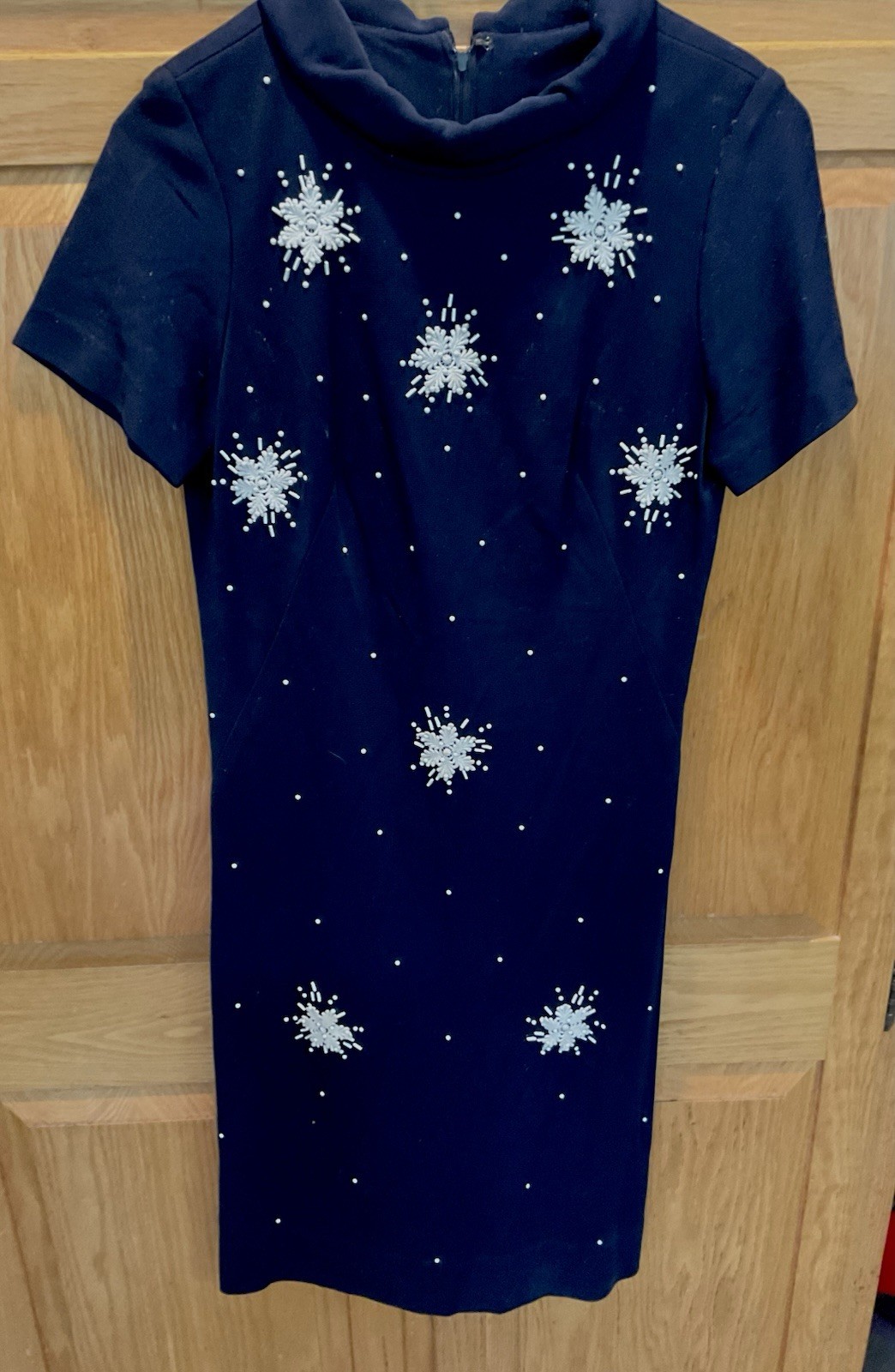 Vintage Stephen O’Grady Dark Blue w/White Embroidered Flowers Dress 1950-60 Sz12