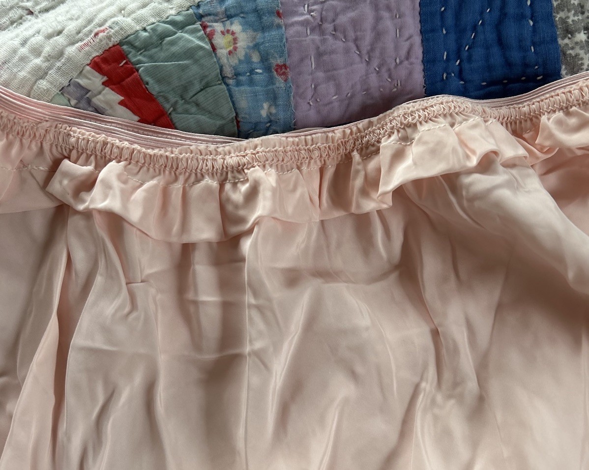 Vintage Half Slip Pink Custom Made Midi Length Wide Lace and Ribbon Trim