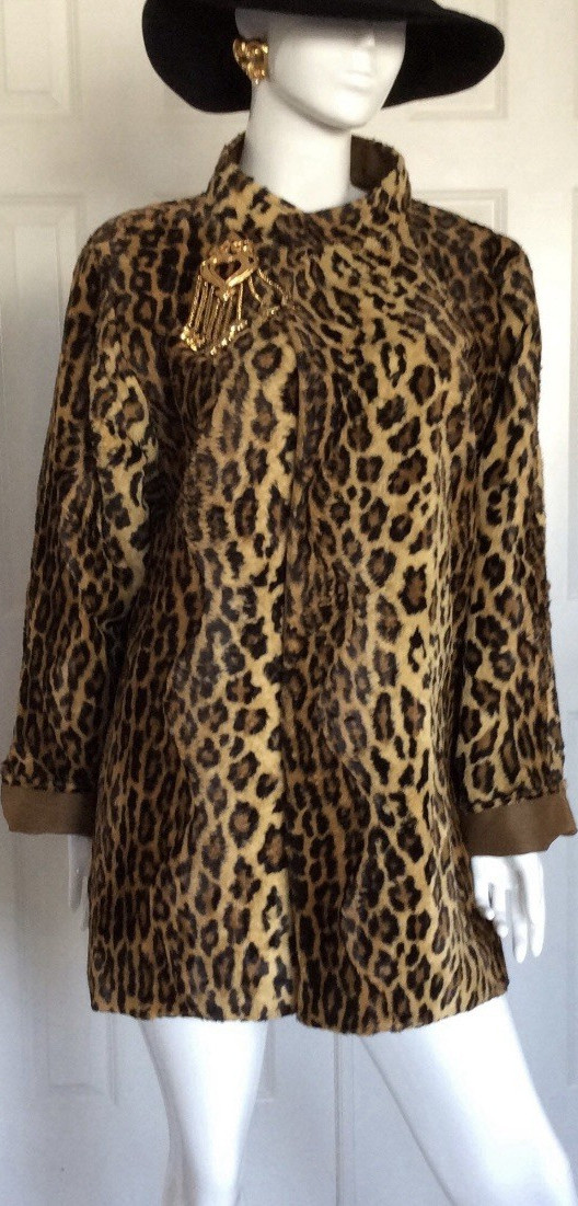 Christian Lacroix Luxe Vintage Reversible Leopard Print Coat Brown 1988