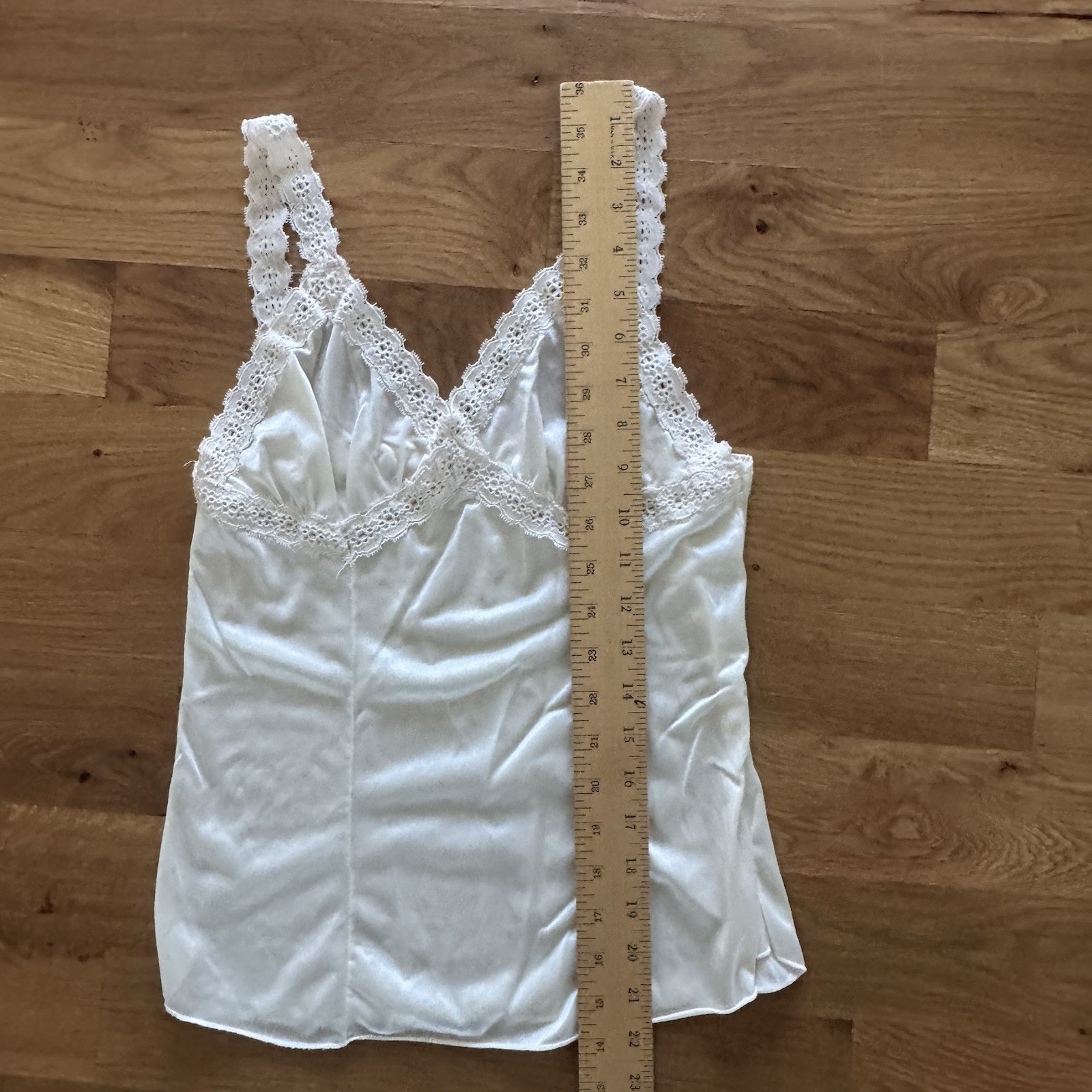 Vintage Greenco Maid Camisole Ivory Lace Trim Lingerie Top Size Medium (J1)
