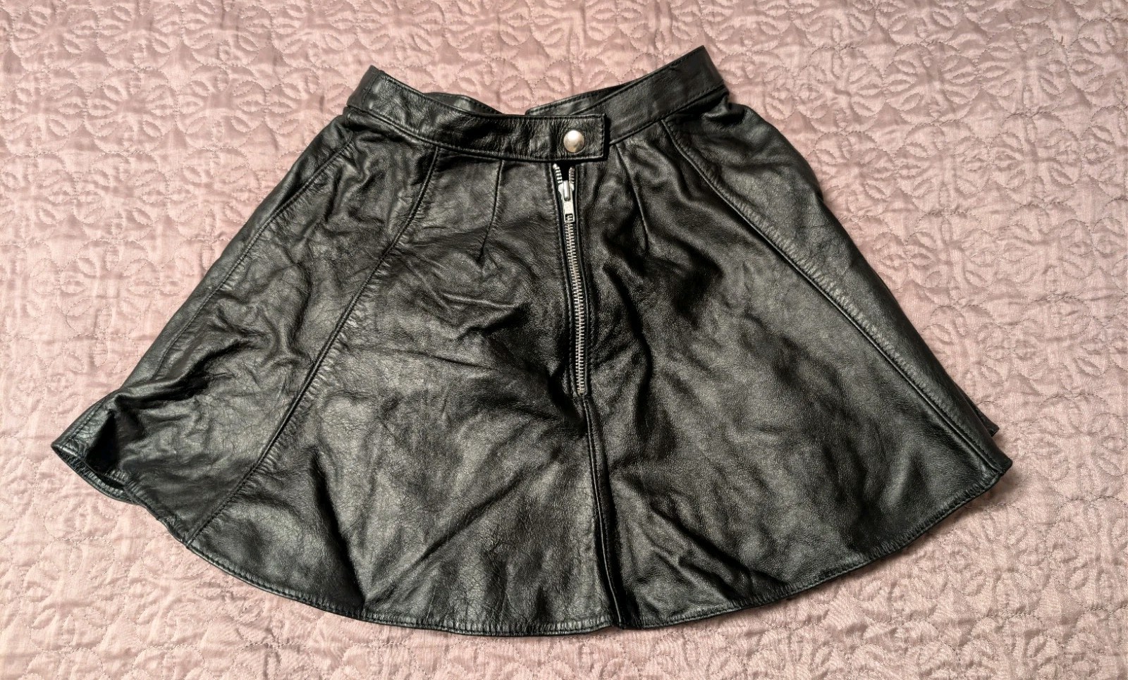 (s) Allure All-Leather VINTAGE Black Short Skirt Lingerie School Girl