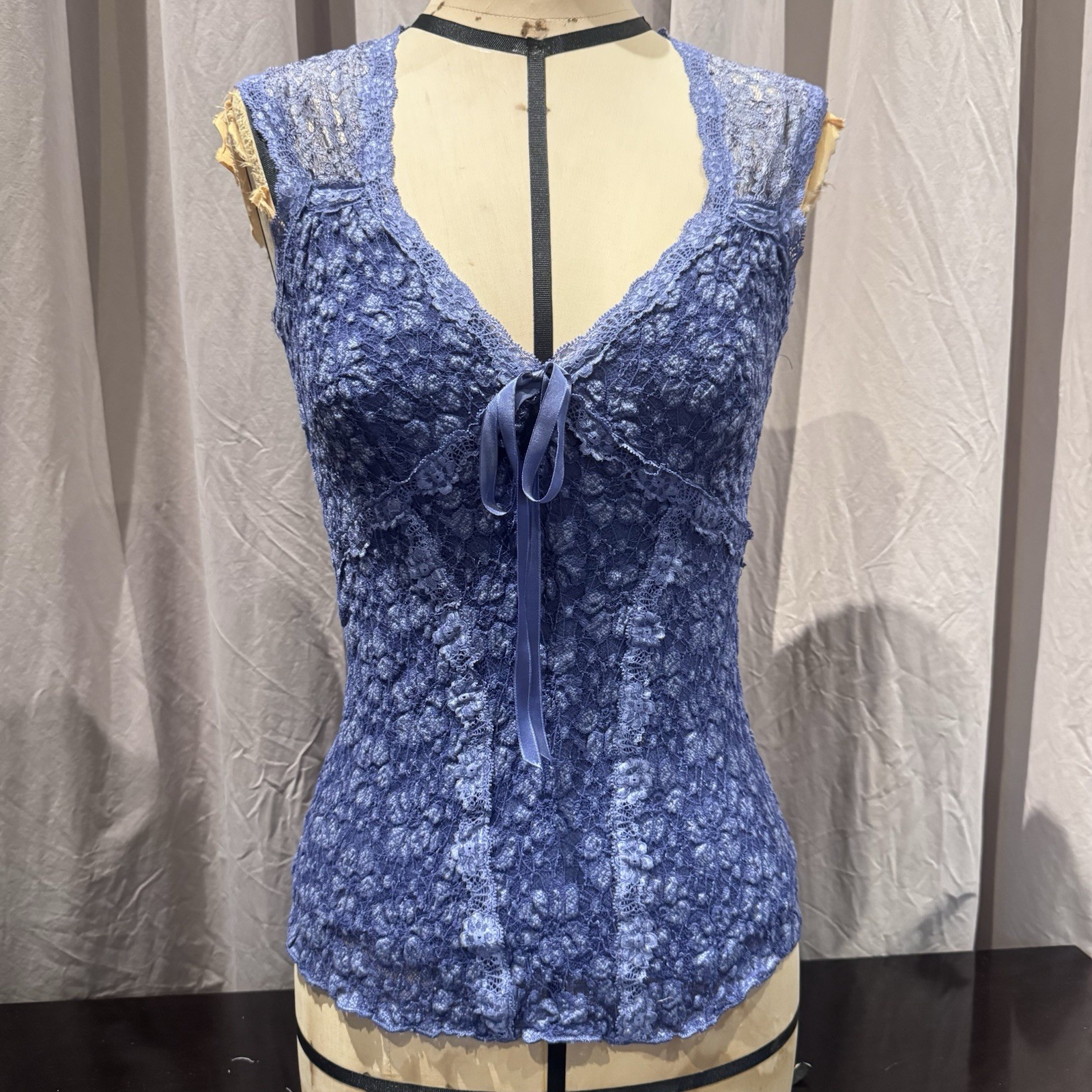 VTG.Ann Ferriday Unworn Deadstock Stretch Cotton Lace Fairy Corset Cami Top S
