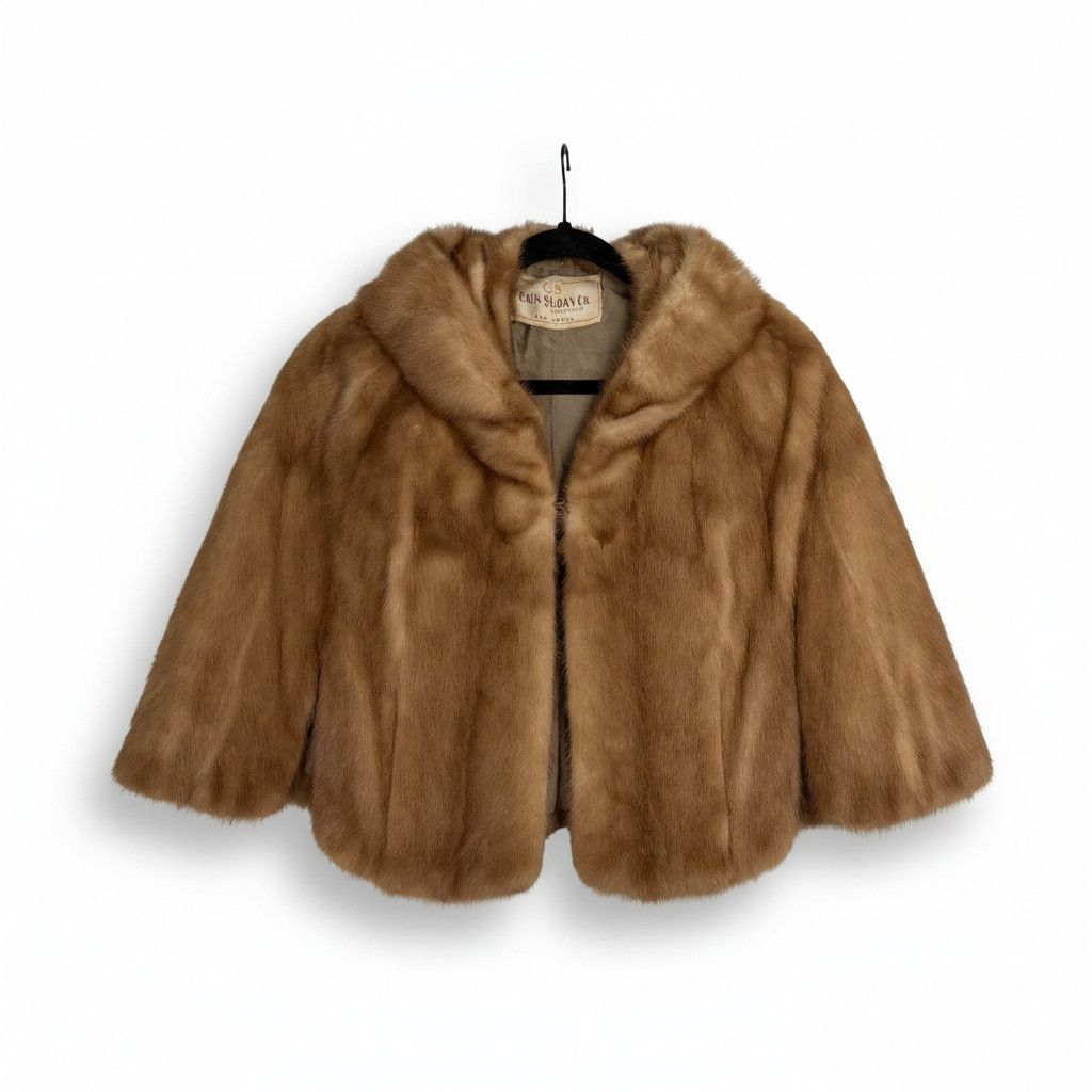 Vintage Cain Sloan Nashville Custom Mink Mobwife Old Hollywood Glamour Caplet