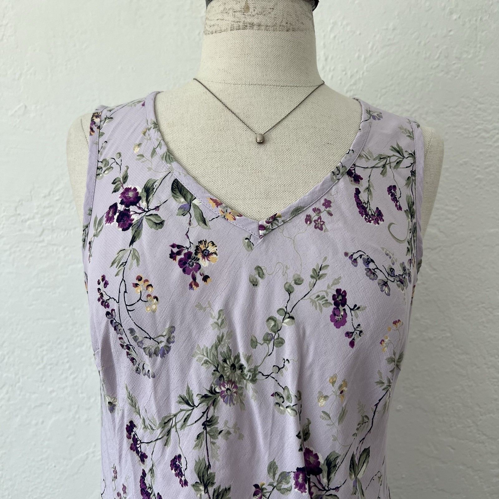 Vintage Karen Kane lavender purple floral mini dress Md