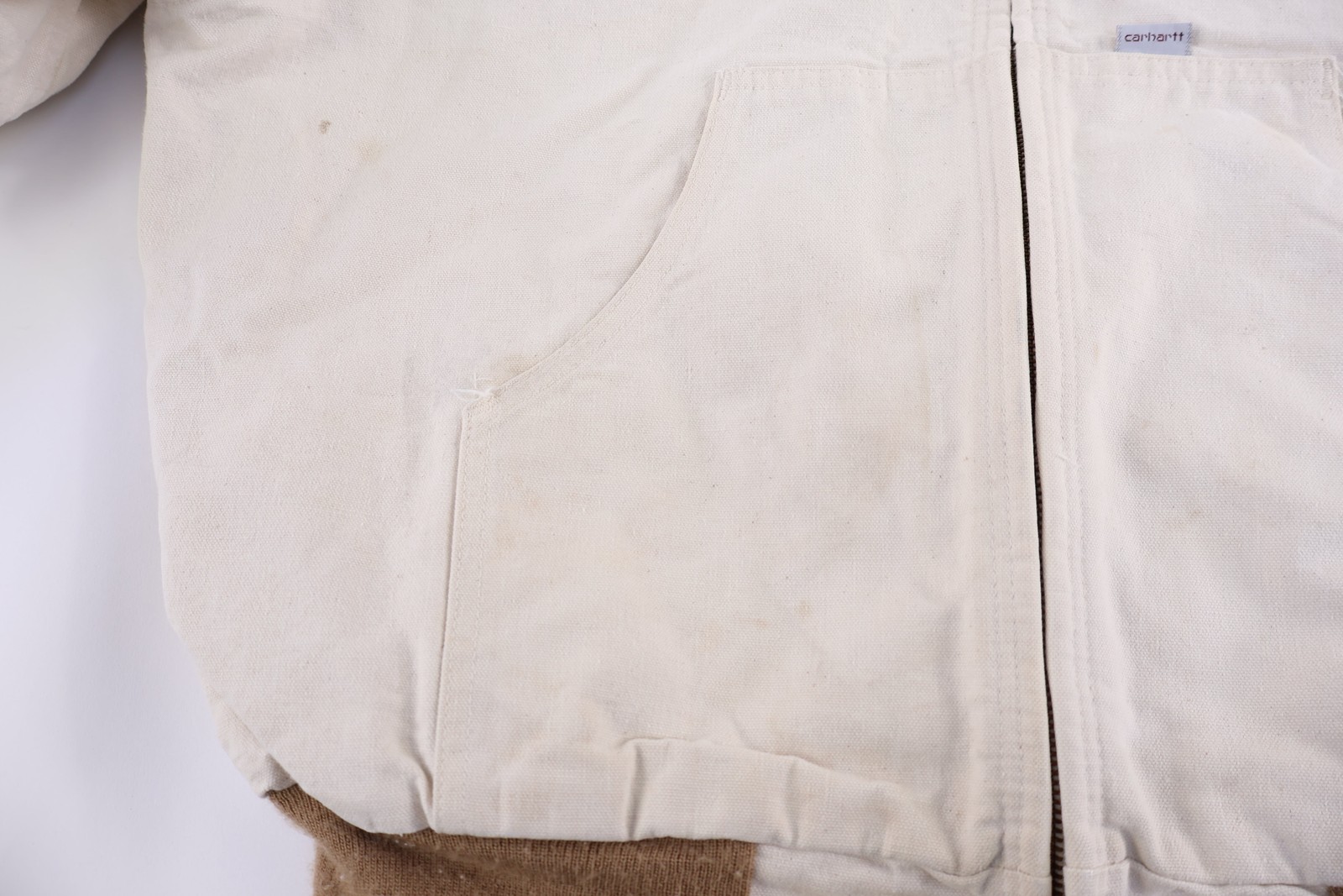 Carhartt Logo Patch Cream Full Zip Jacket