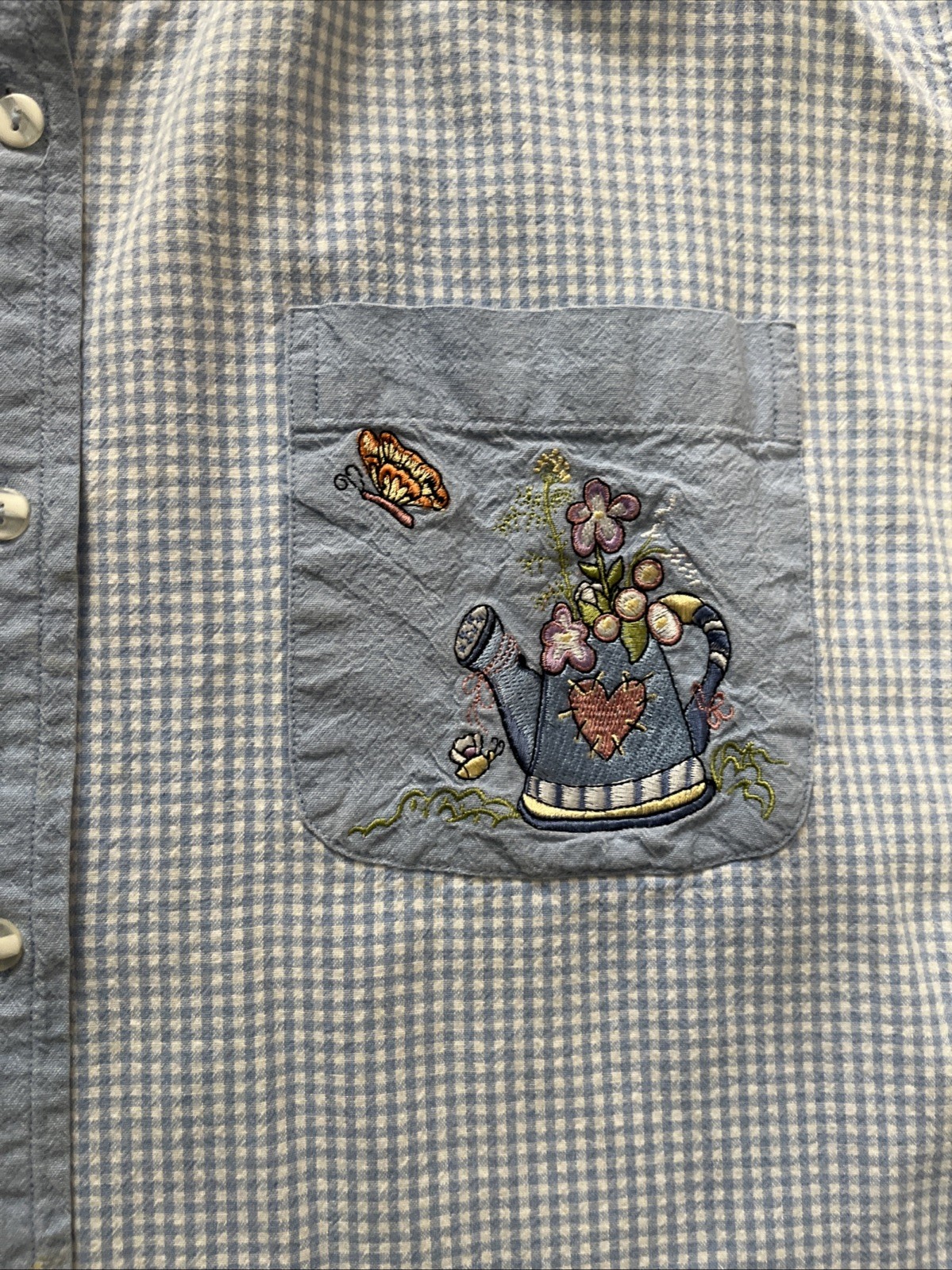 Vintage Casey Coleman Embroidered Shirt Womens XL 90s Cottagecore Button Down