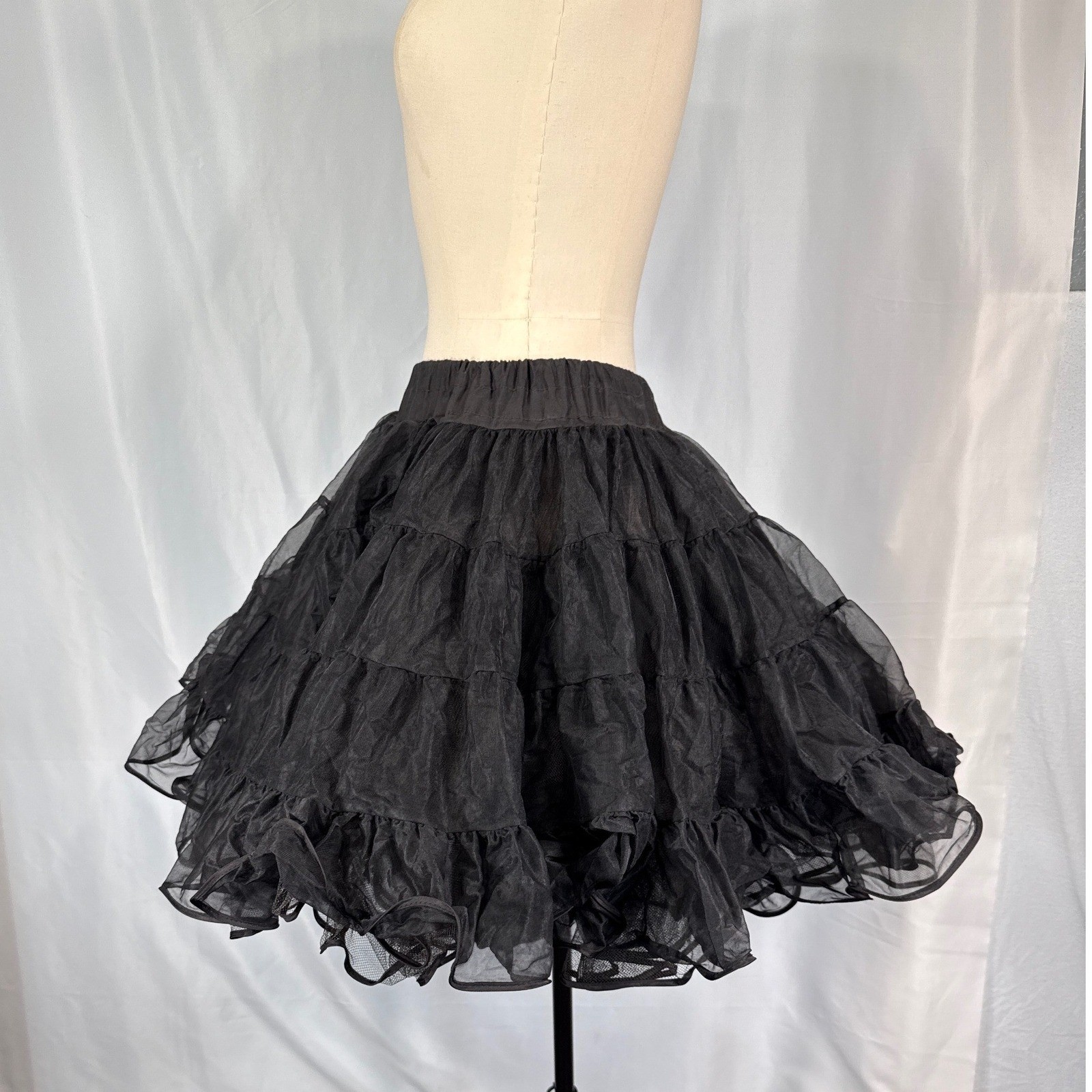 Malco Modes Partners Please Black Tiered Petticoat Crinoline Skirt Vintage Small