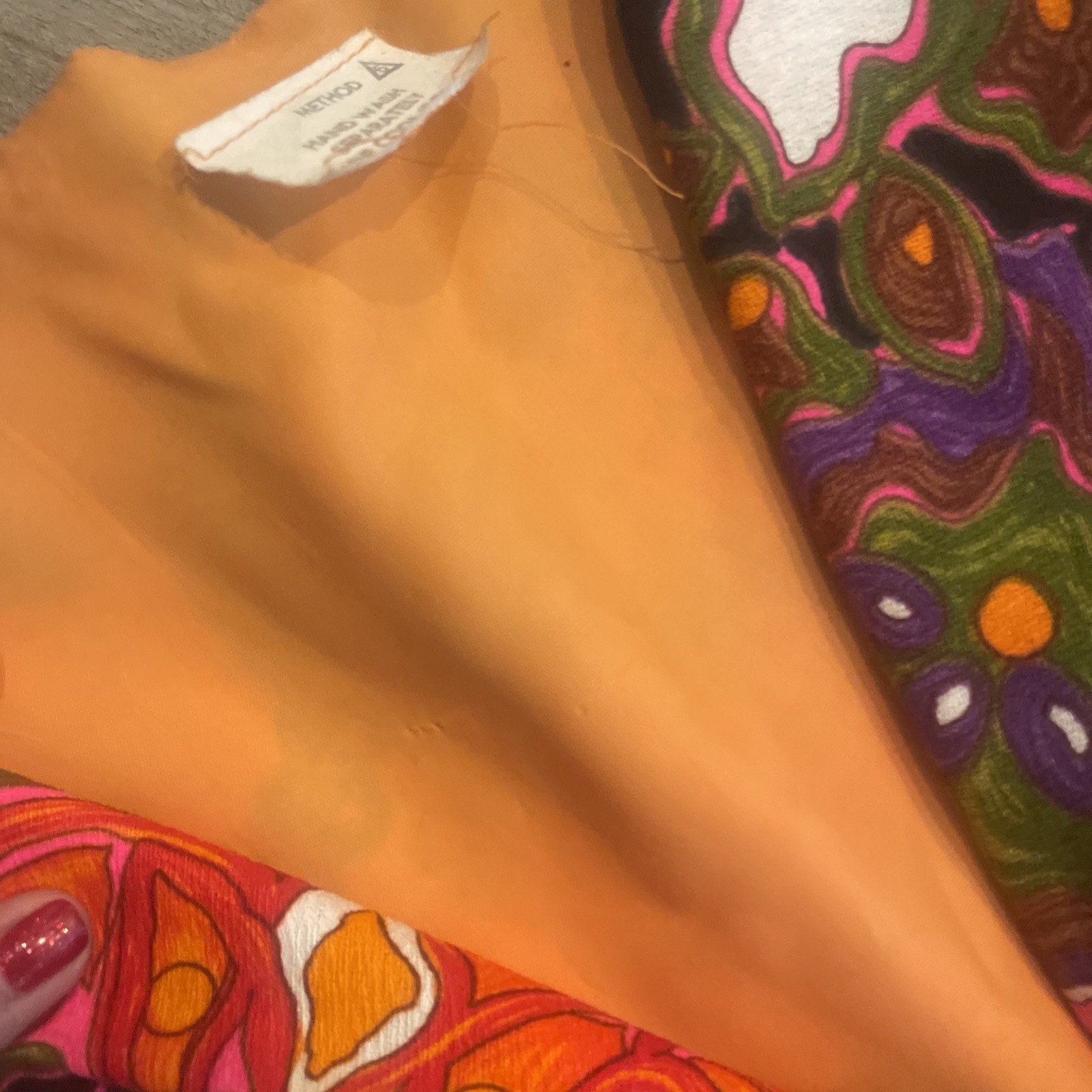 Vtg Sleeveless Maxi Dress Hot Pink Multicolor Psychedelic Print Barkcloth Lg