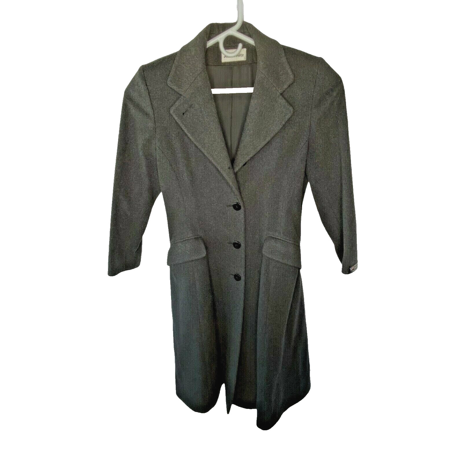 John Weitz Coat Vintage USA New Lined Womens 100% Gray Button Long Wool