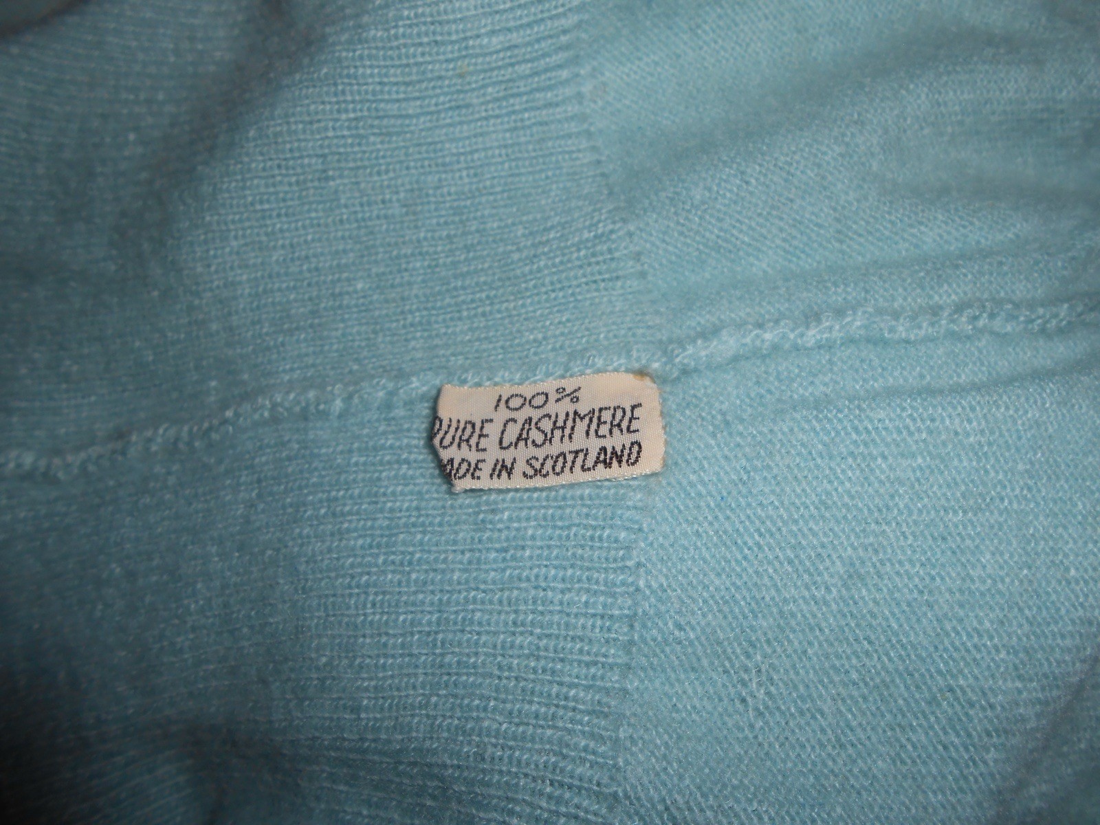 Vintage Pringle of Scotland 100% Pure Cashmere Baby Blue Knit, Rare 1960s Piece
