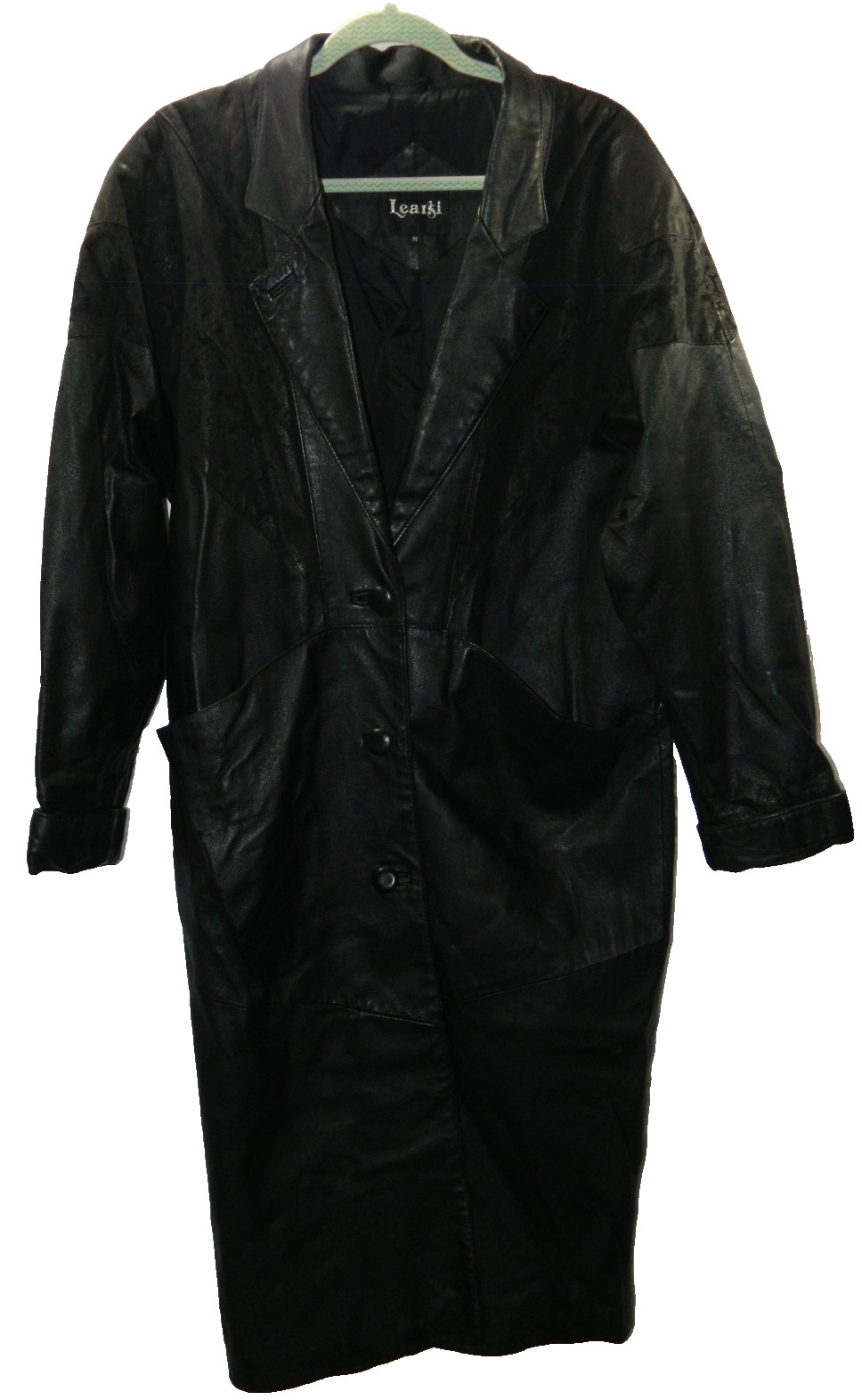 Learsi Genuine Long Leather Jacket Size Medium Vintage 80s