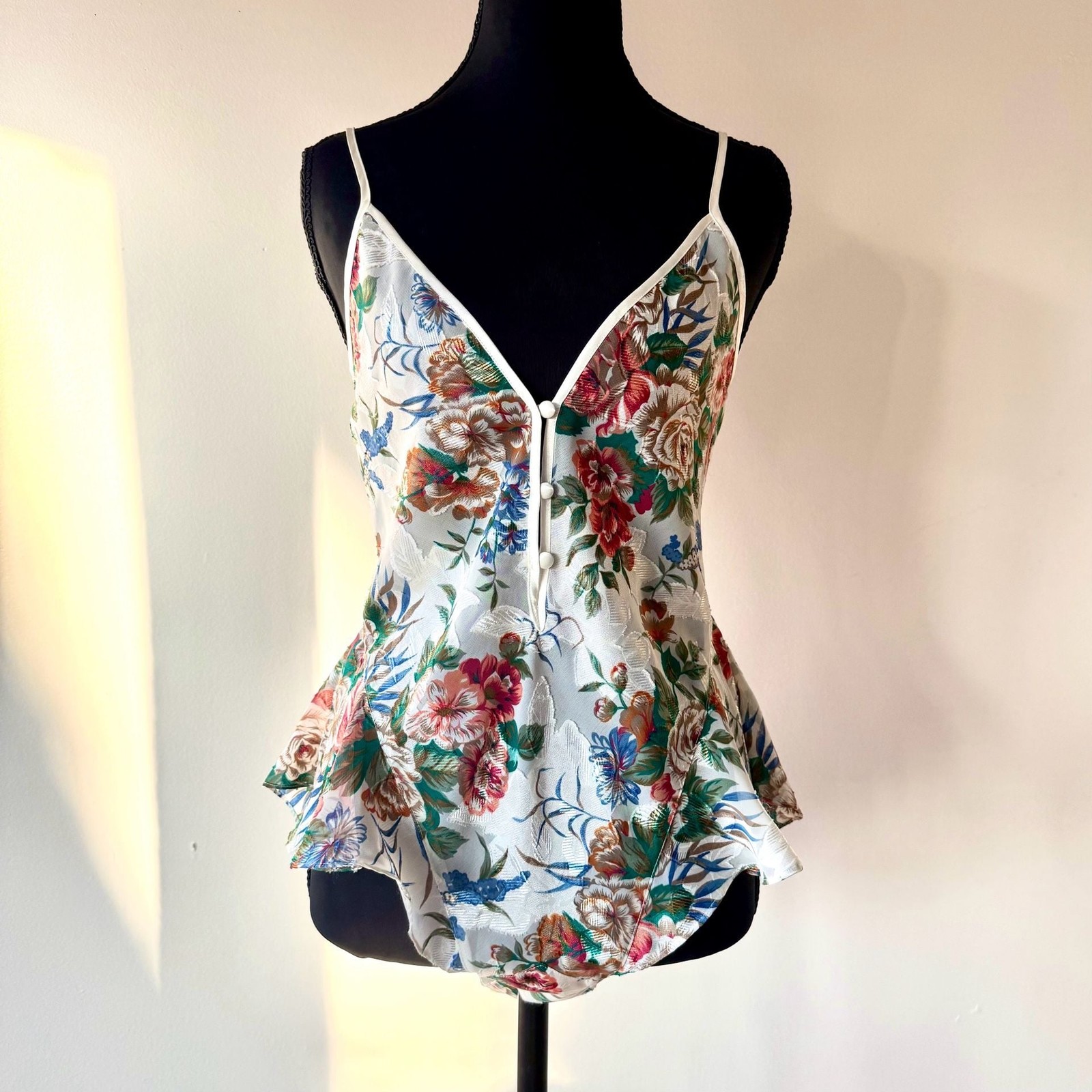 Vintage Victoria’s Secret Gold Label Sheer Floral Lingerie Bodysuit Teddy