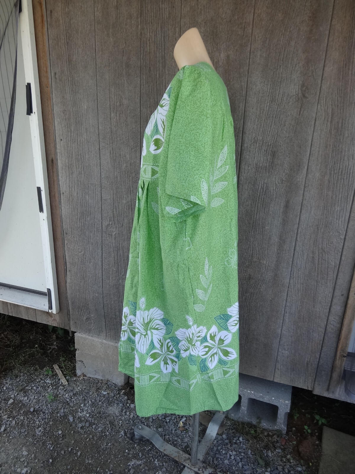 Nos Hawaiian Cotton Blend Green Muu Muu Lounging Summer House Dress 2xl