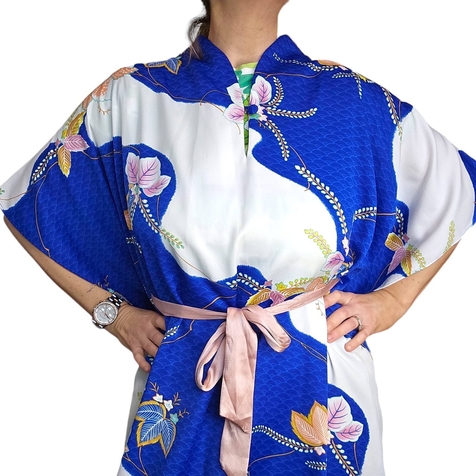 Vintage 60s Waltah Clarke’s M Hawaiian Asian Inspired Floral Muumuu Maxi Dress