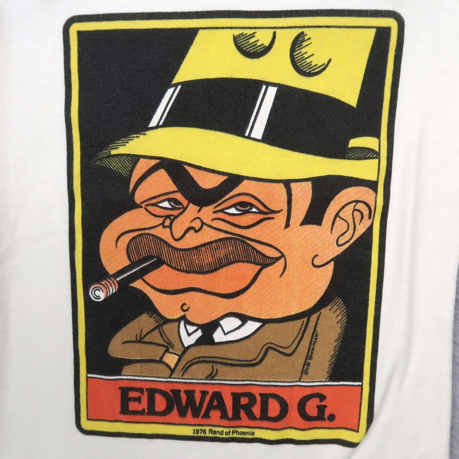 Vintage 70s 1976 Rand of Phoenix Edward G Robinson T-Shirt Womens M Actor White