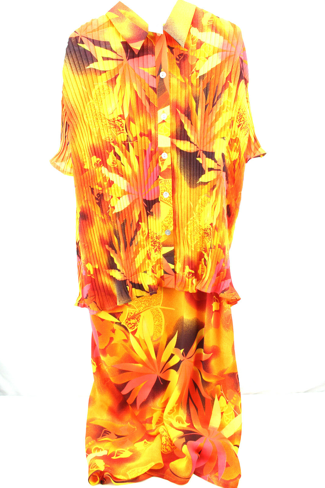 DRESS U II by Sharon Floral Orange 2 Piece Skirt Set Size 18 Dress Top Ruffle